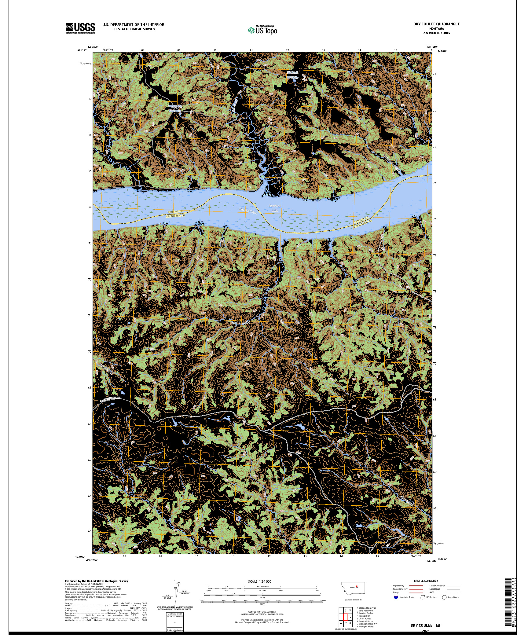 US TOPO 7.5-MINUTE MAP FOR DRY COULEE, MT