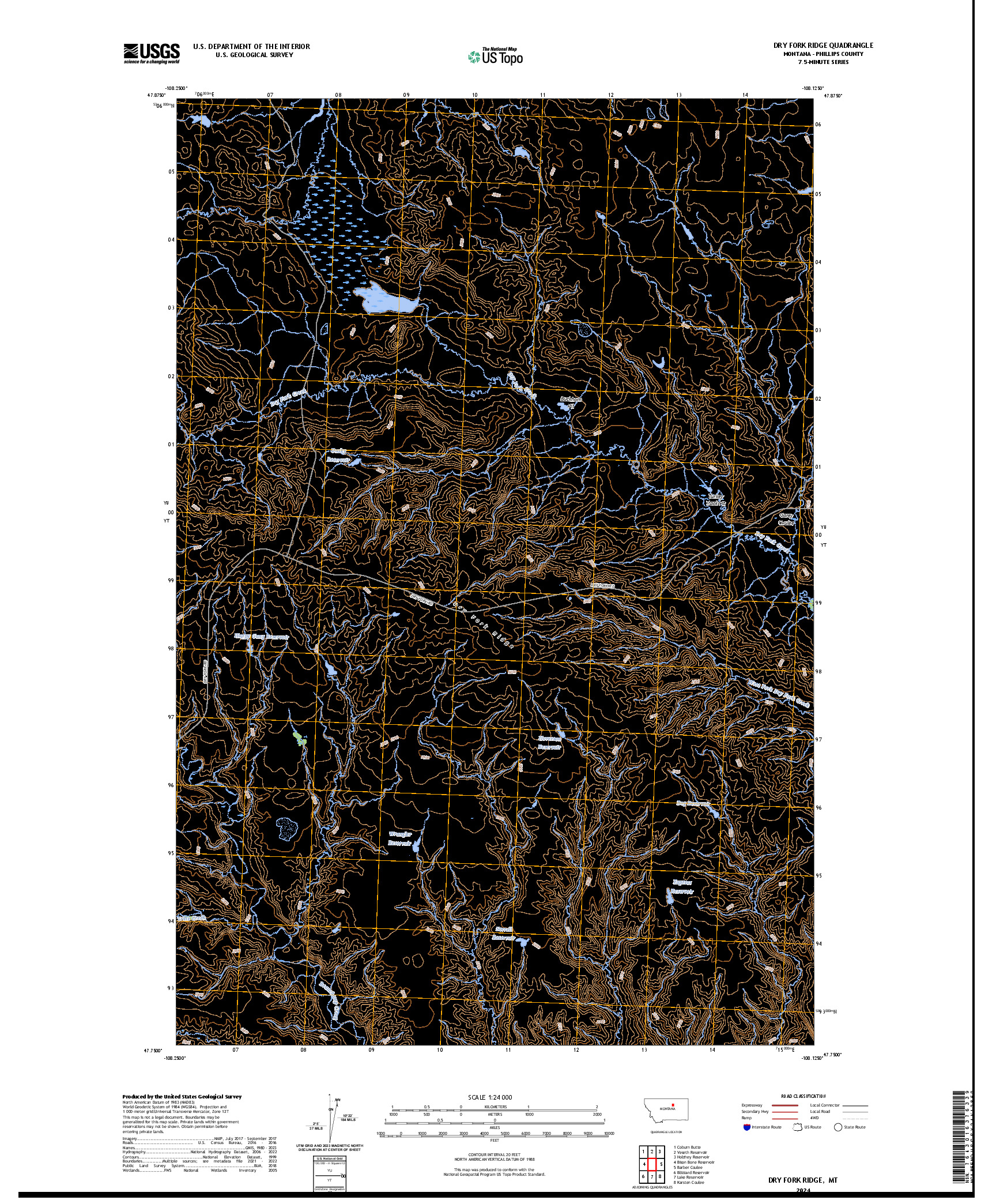 US TOPO 7.5-MINUTE MAP FOR DRY FORK RIDGE, MT