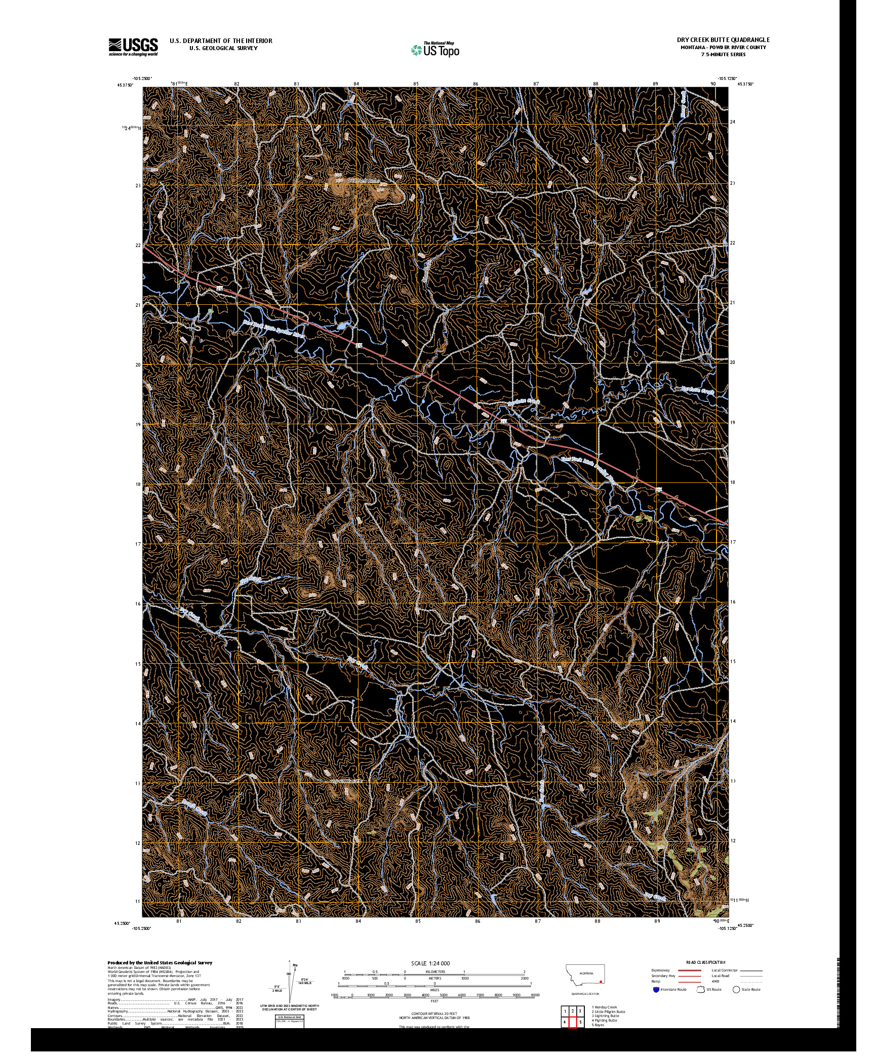 US TOPO 7.5-MINUTE MAP FOR DRY CREEK BUTTE, MT