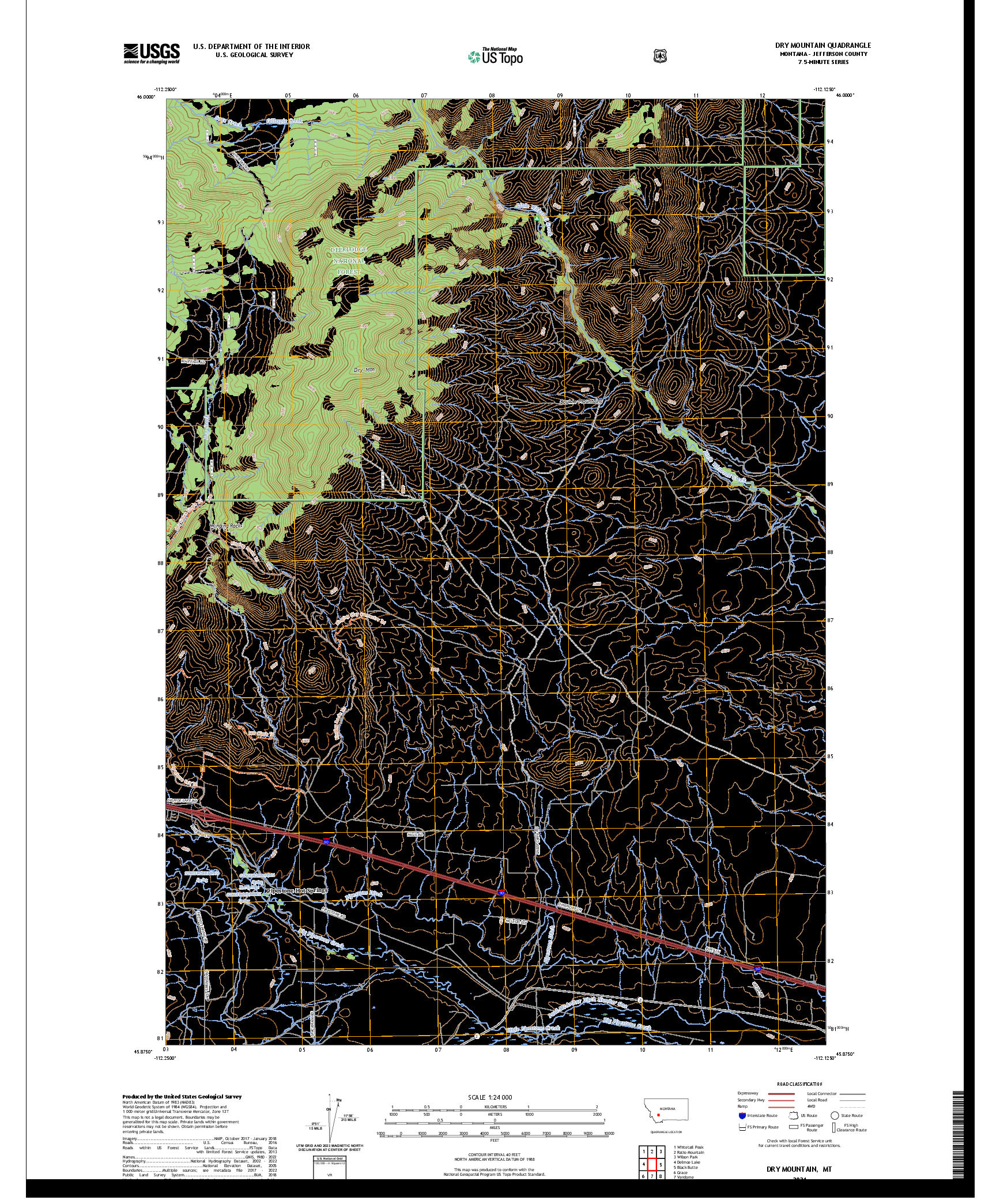 US TOPO 7.5-MINUTE MAP FOR DRY MOUNTAIN, MT