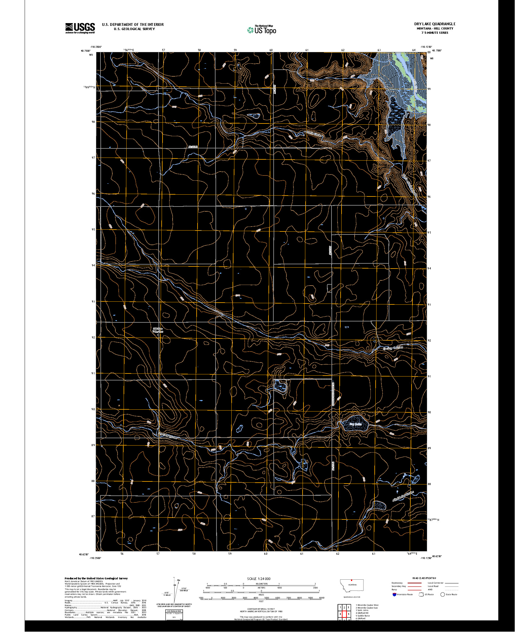 US TOPO 7.5-MINUTE MAP FOR DRY LAKE, MT