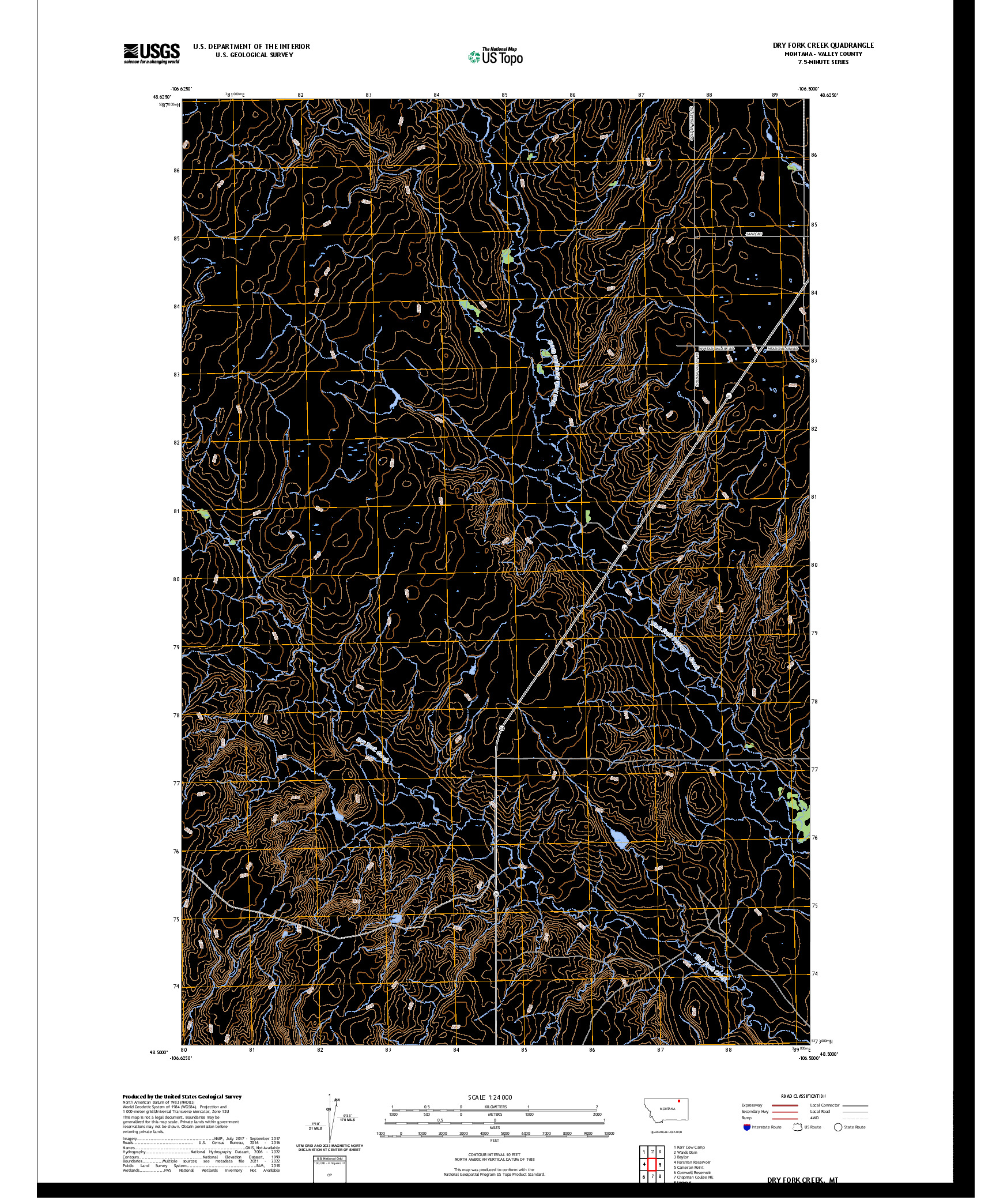 US TOPO 7.5-MINUTE MAP FOR DRY FORK CREEK, MT