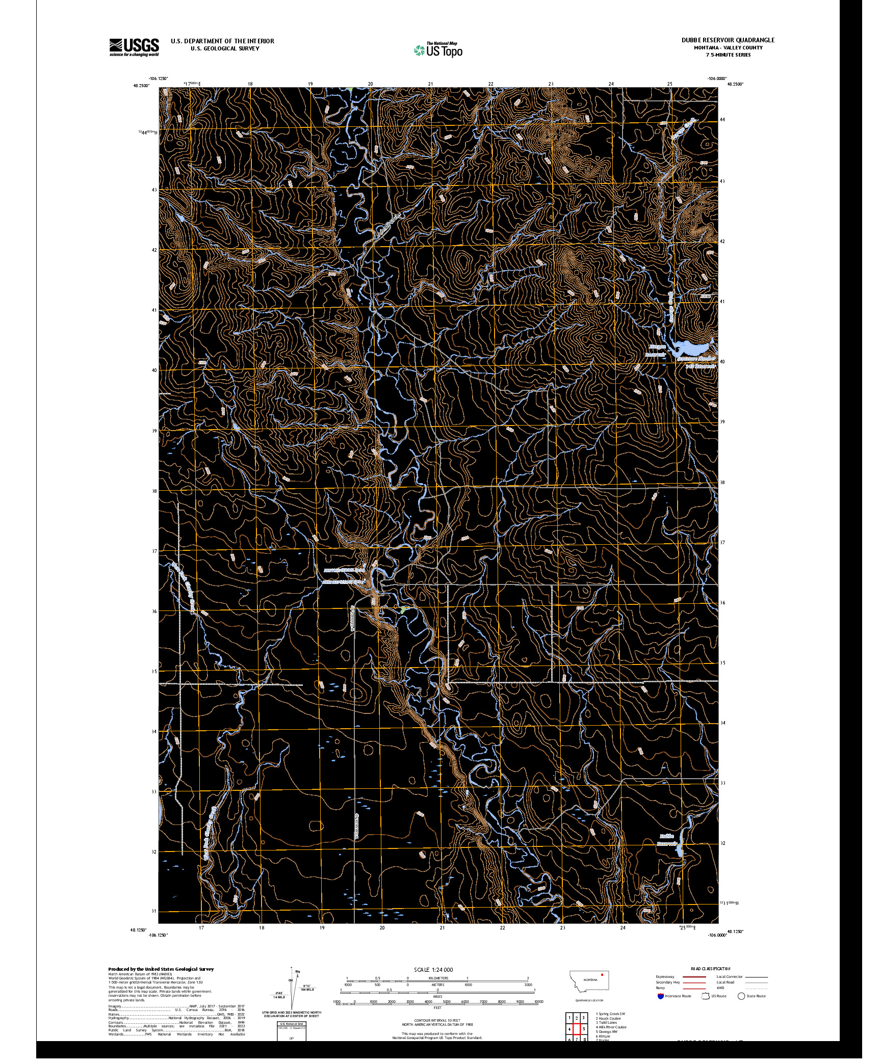 US TOPO 7.5-MINUTE MAP FOR DUBBE RESERVOIR, MT