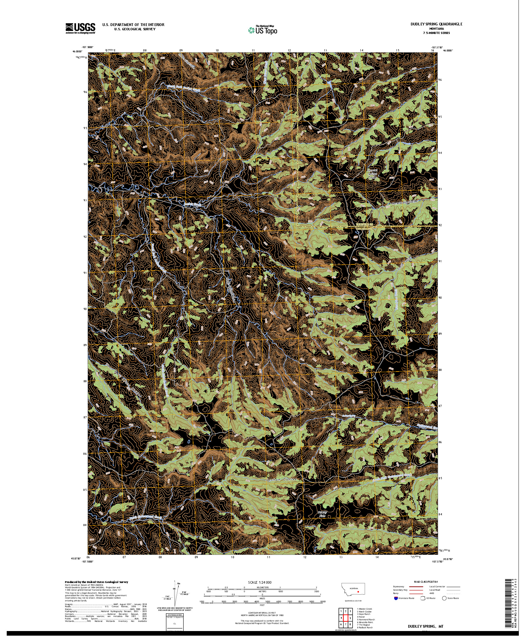 US TOPO 7.5-MINUTE MAP FOR DUDLEY SPRING, MT