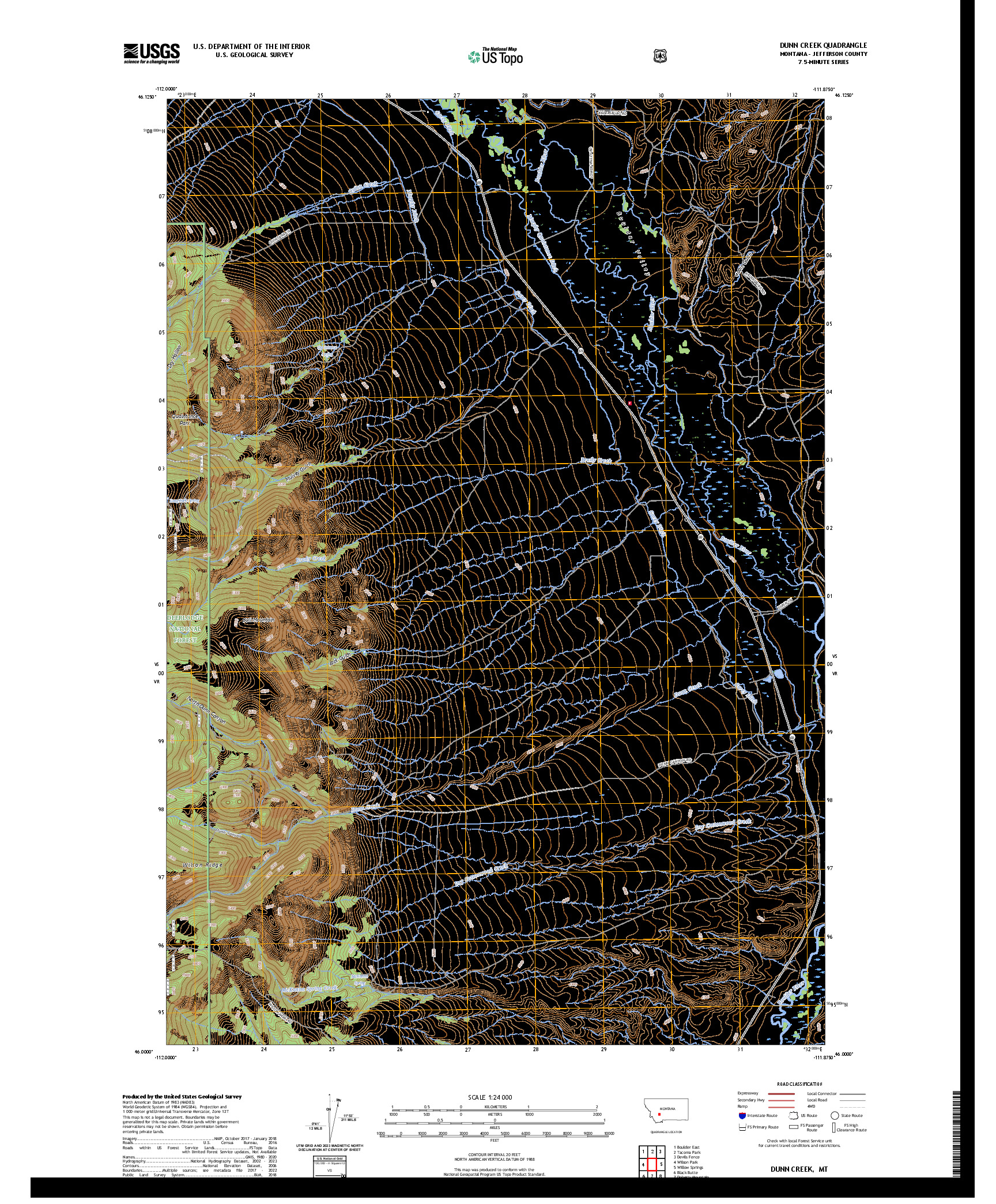 US TOPO 7.5-MINUTE MAP FOR DUNN CREEK, MT