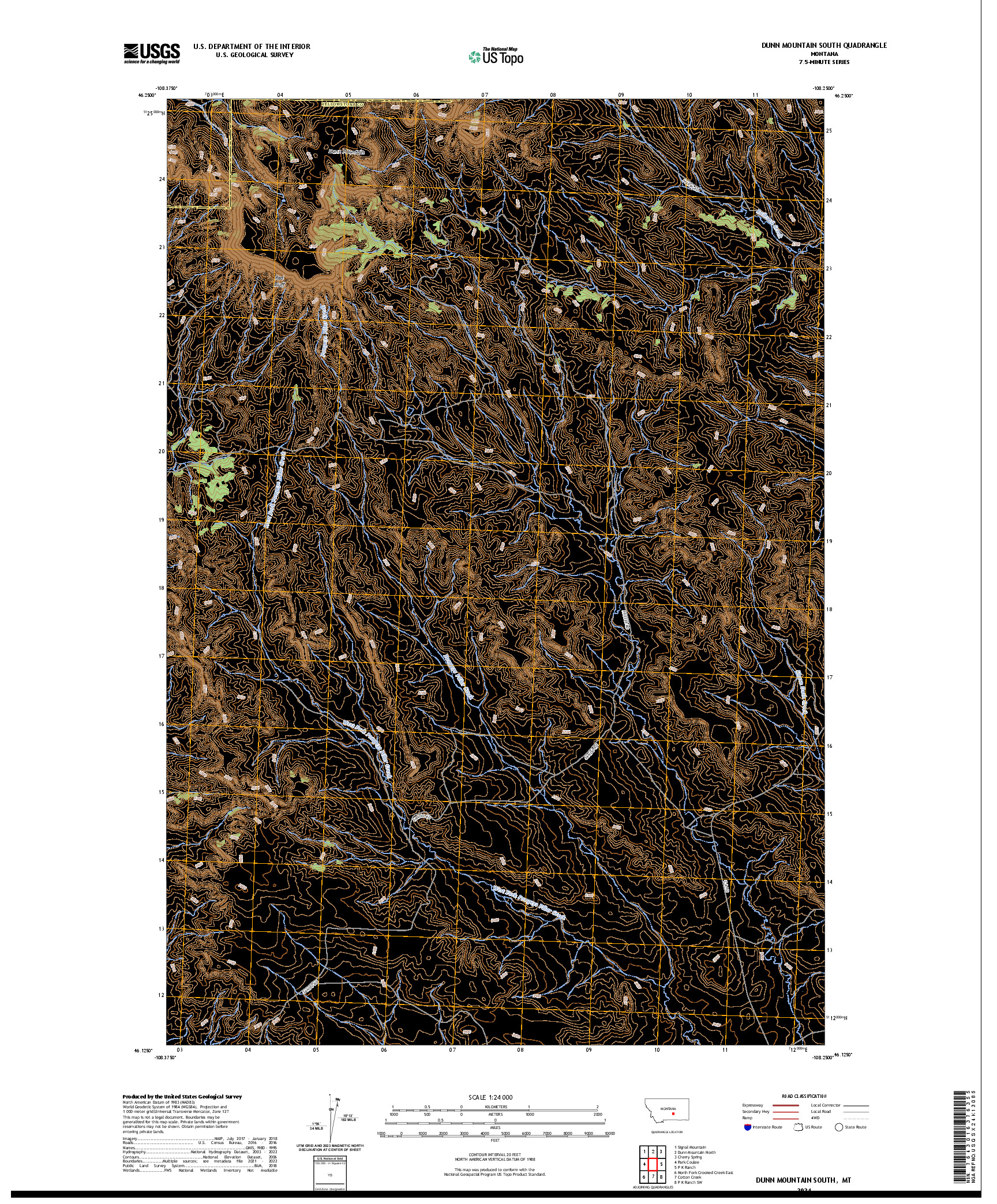 US TOPO 7.5-MINUTE MAP FOR DUNN MOUNTAIN SOUTH, MT
