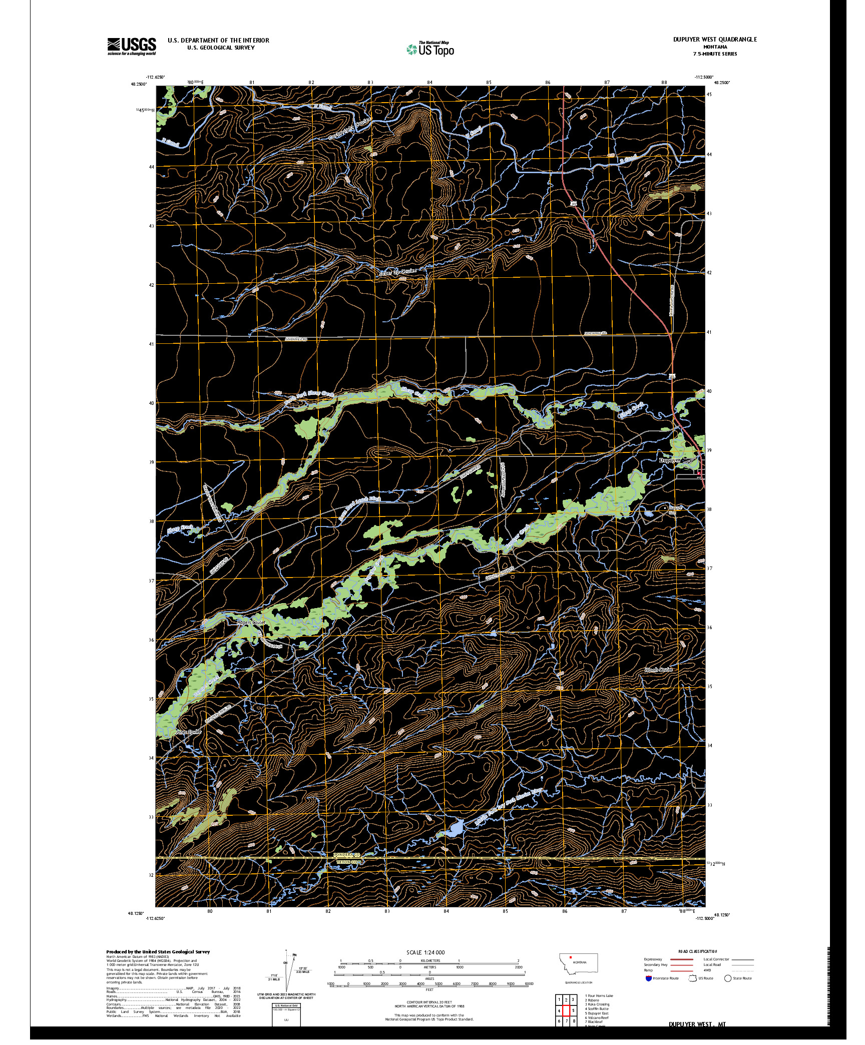 US TOPO 7.5-MINUTE MAP FOR DUPUYER WEST, MT