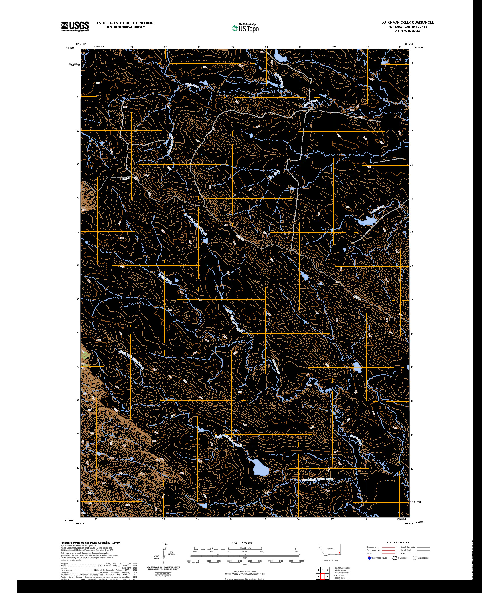 US TOPO 7.5-MINUTE MAP FOR DUTCHMAN CREEK, MT