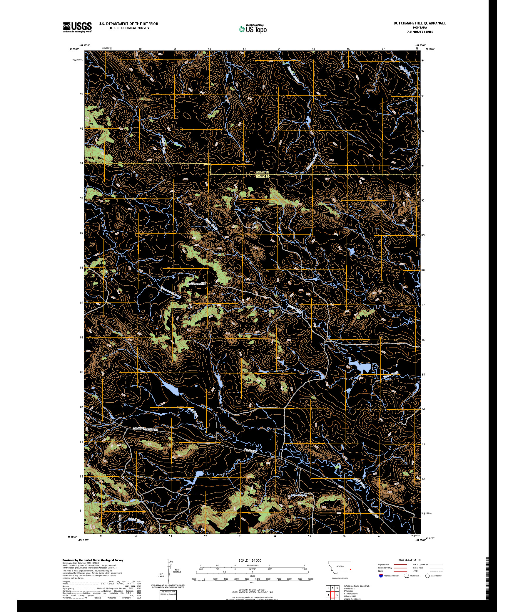 US TOPO 7.5-MINUTE MAP FOR DUTCHMANS HILL, MT