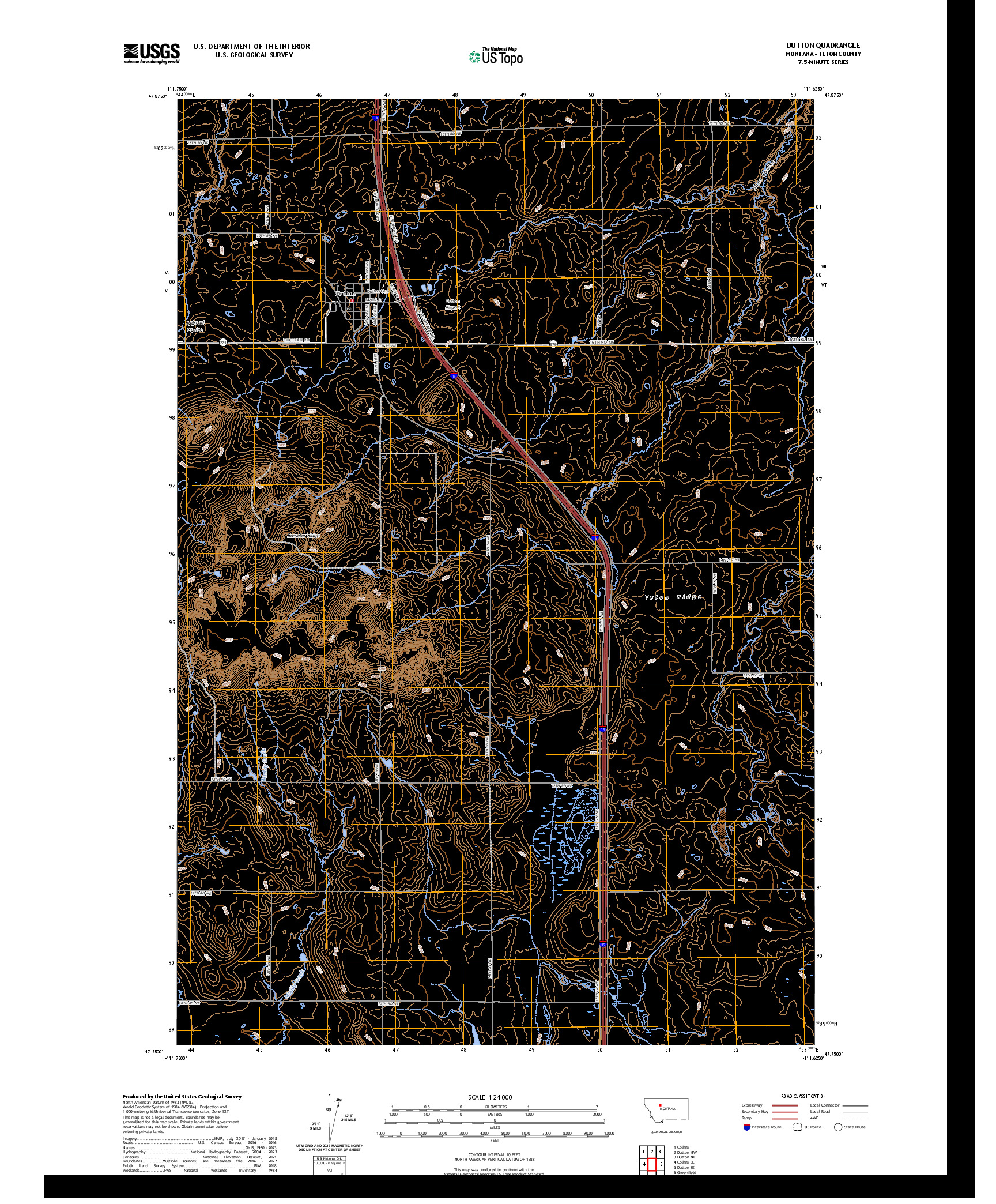 US TOPO 7.5-MINUTE MAP FOR DUTTON, MT