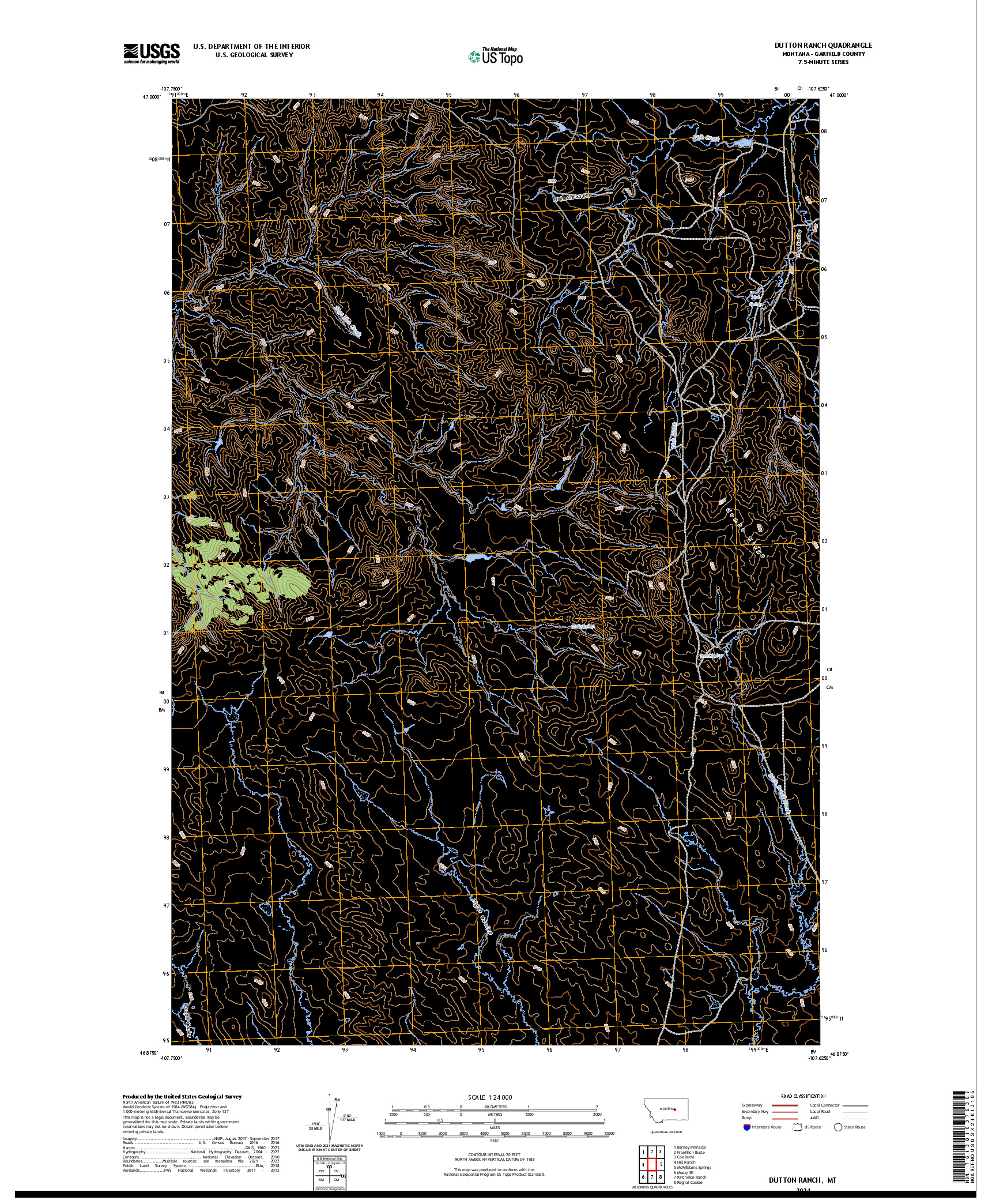 US TOPO 7.5-MINUTE MAP FOR DUTTON RANCH, MT
