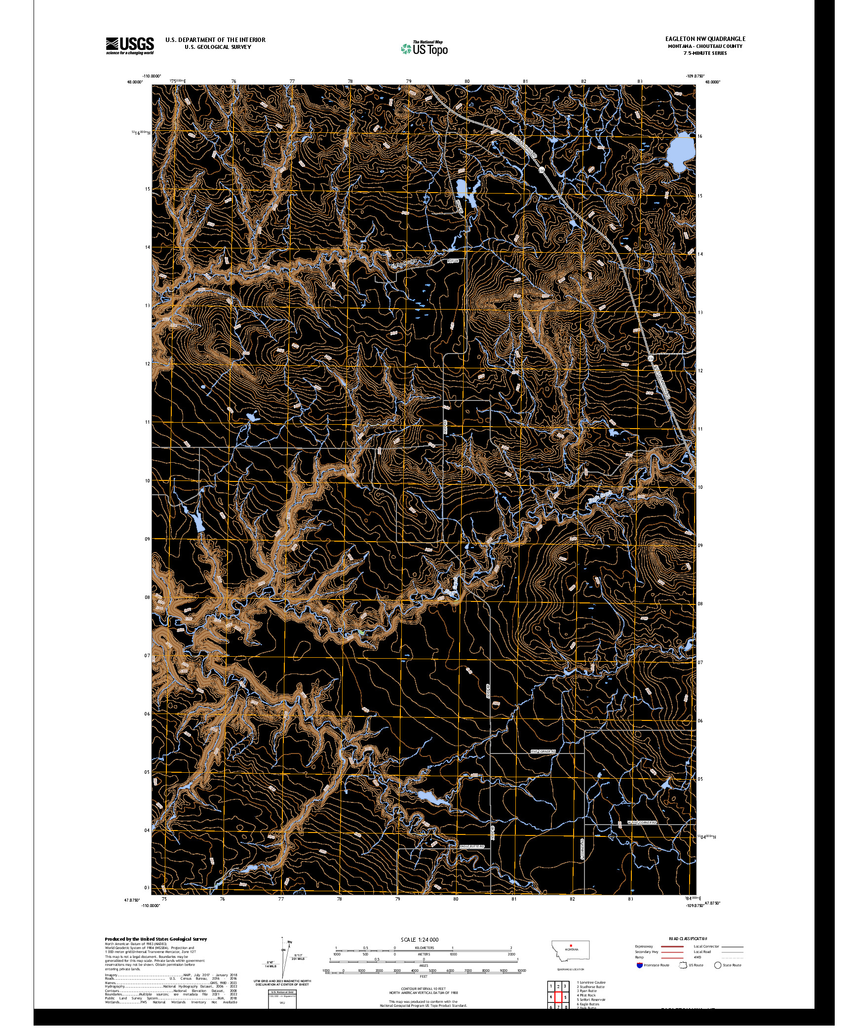 US TOPO 7.5-MINUTE MAP FOR EAGLETON NW, MT