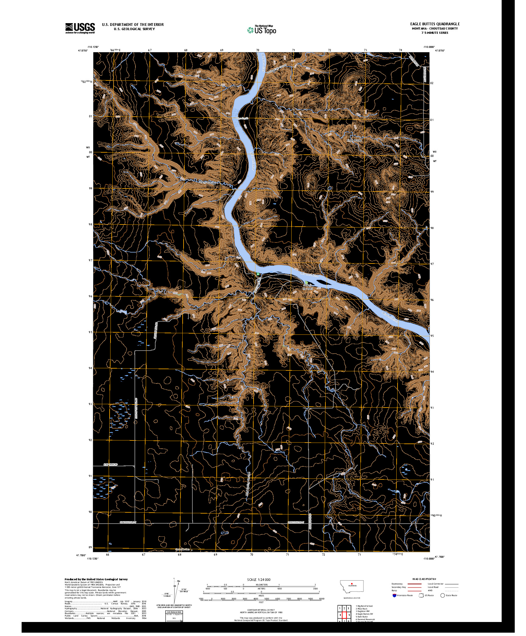 US TOPO 7.5-MINUTE MAP FOR EAGLE BUTTES, MT