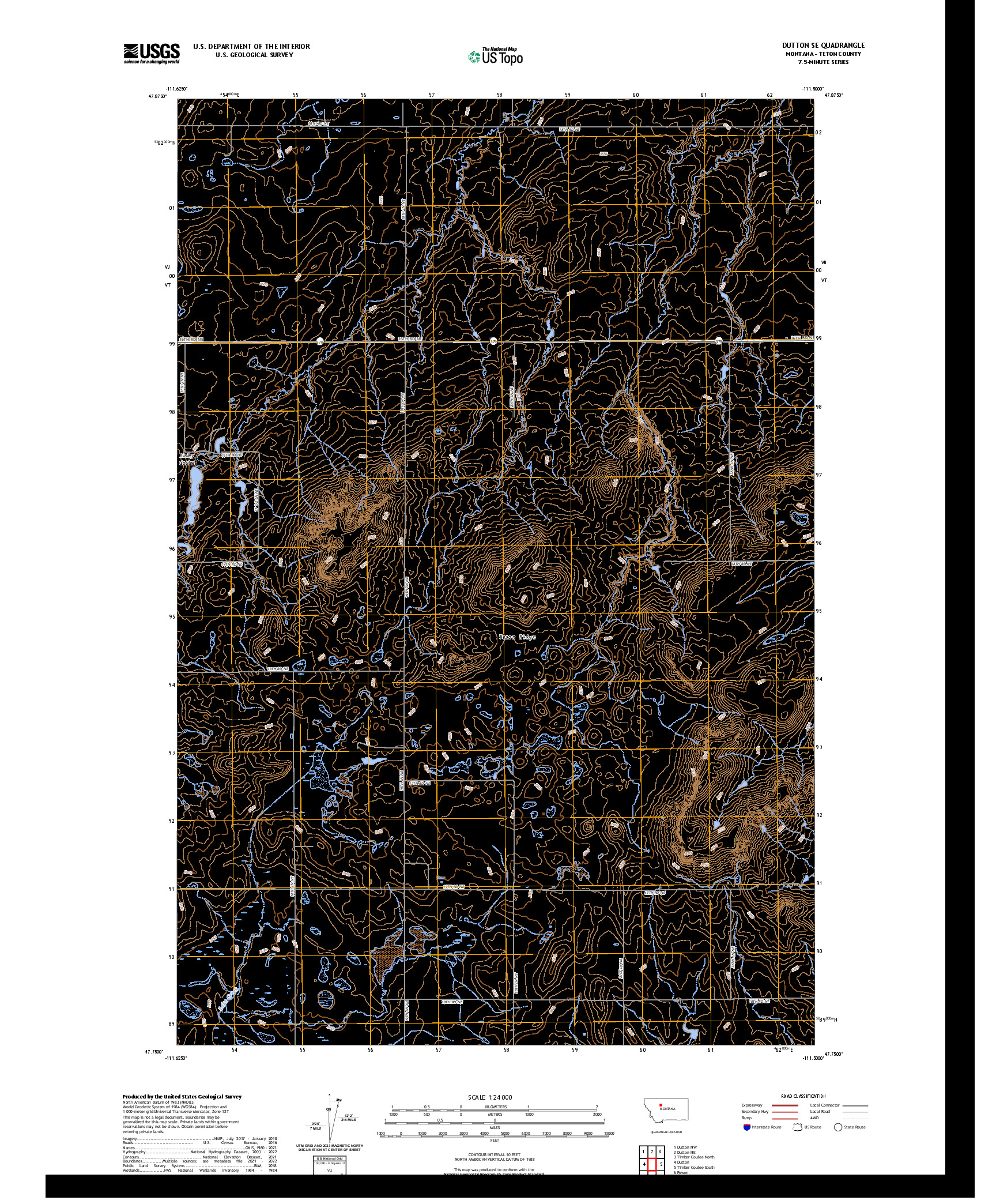 US TOPO 7.5-MINUTE MAP FOR DUTTON SE, MT