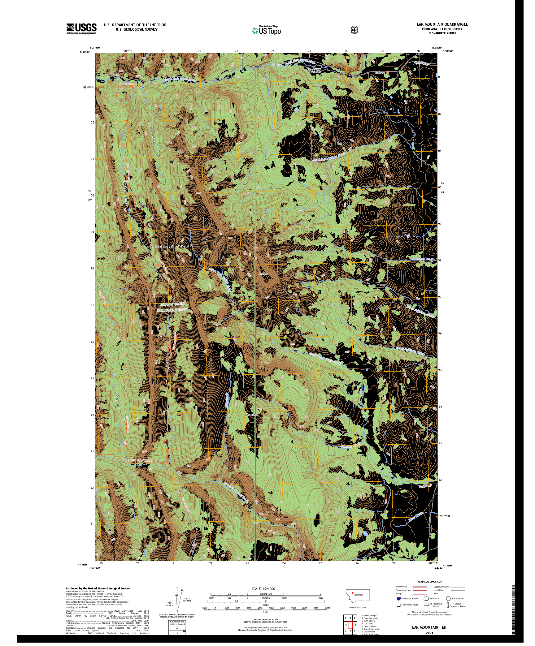US TOPO 7.5-MINUTE MAP FOR EAR MOUNTAIN, MT