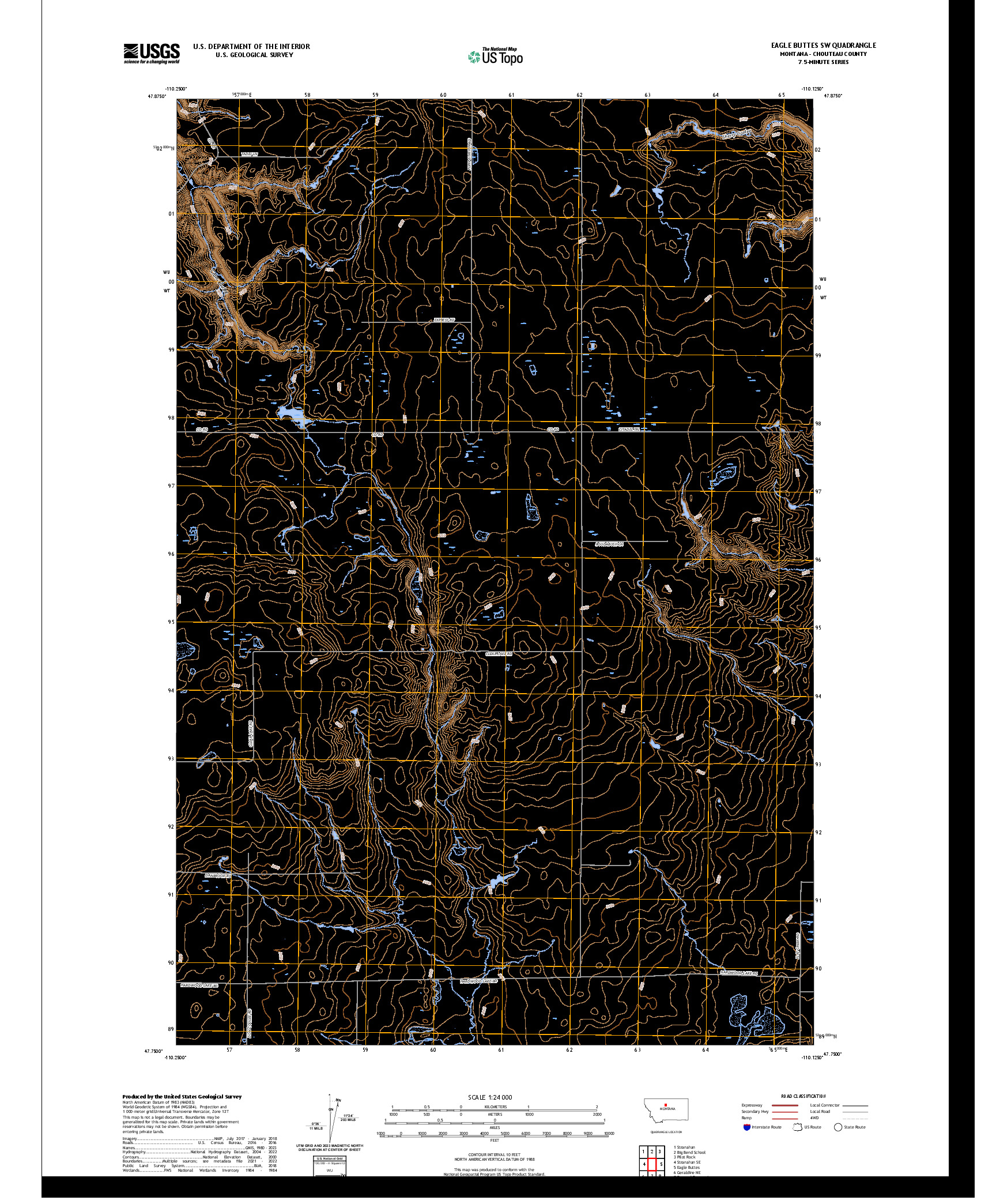 US TOPO 7.5-MINUTE MAP FOR EAGLE BUTTES SW, MT