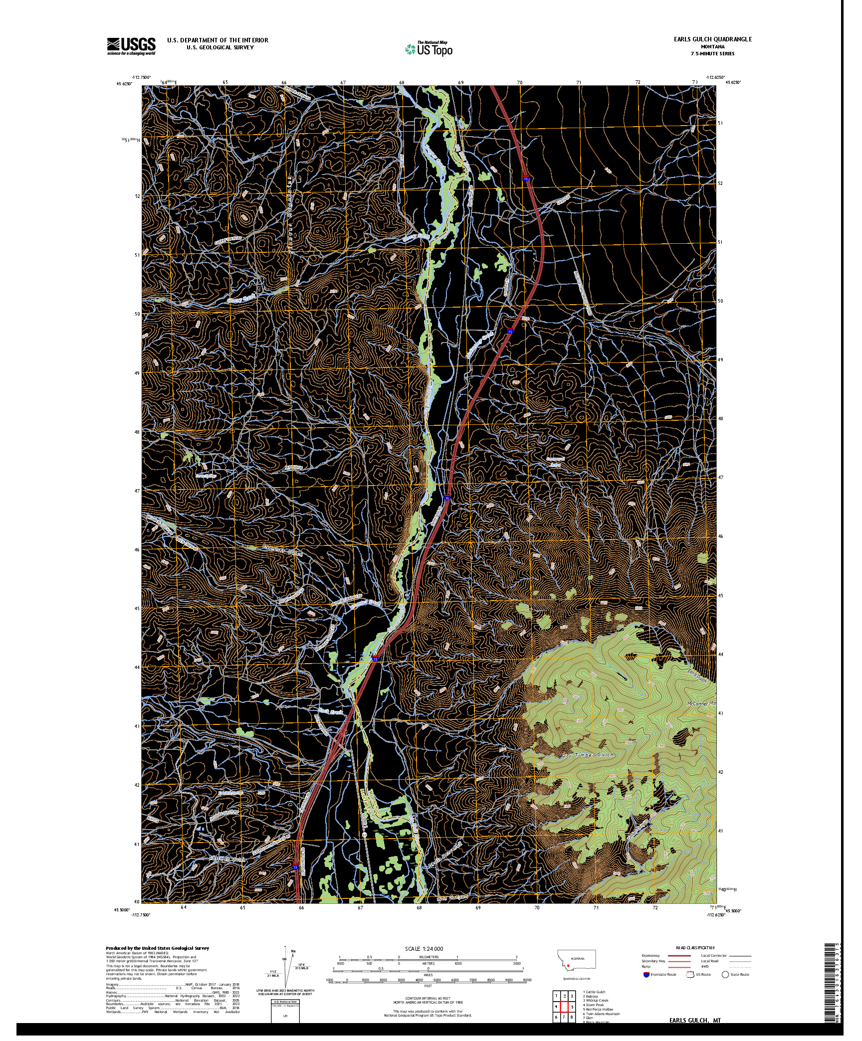US TOPO 7.5-MINUTE MAP FOR EARLS GULCH, MT