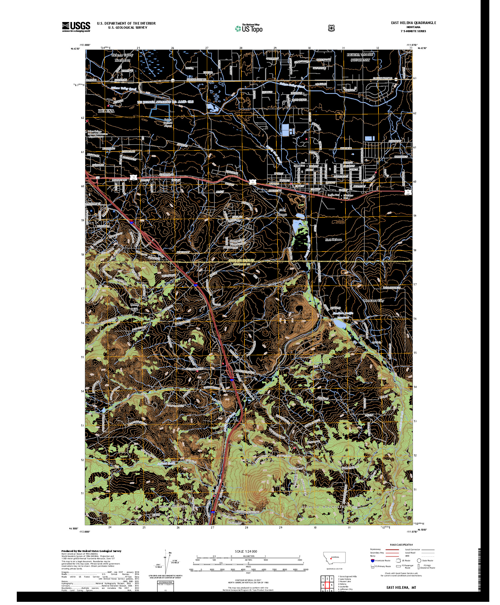 US TOPO 7.5-MINUTE MAP FOR EAST HELENA, MT
