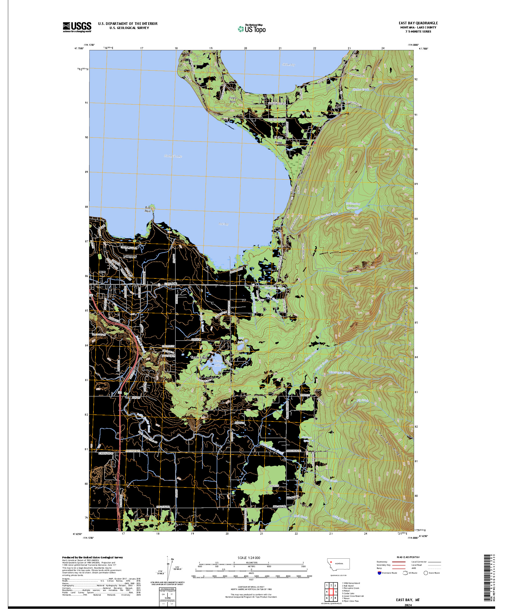 US TOPO 7.5-MINUTE MAP FOR EAST BAY, MT