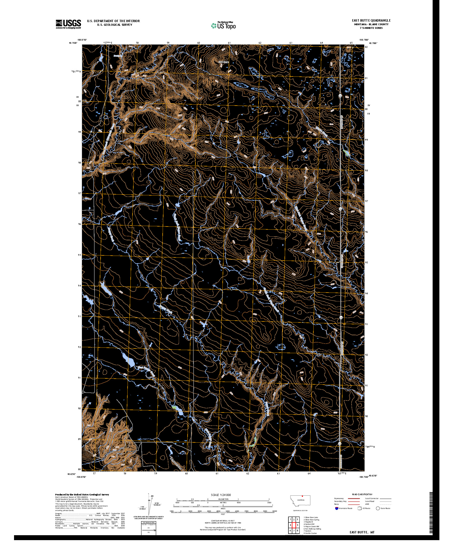 US TOPO 7.5-MINUTE MAP FOR EAST BUTTE, MT