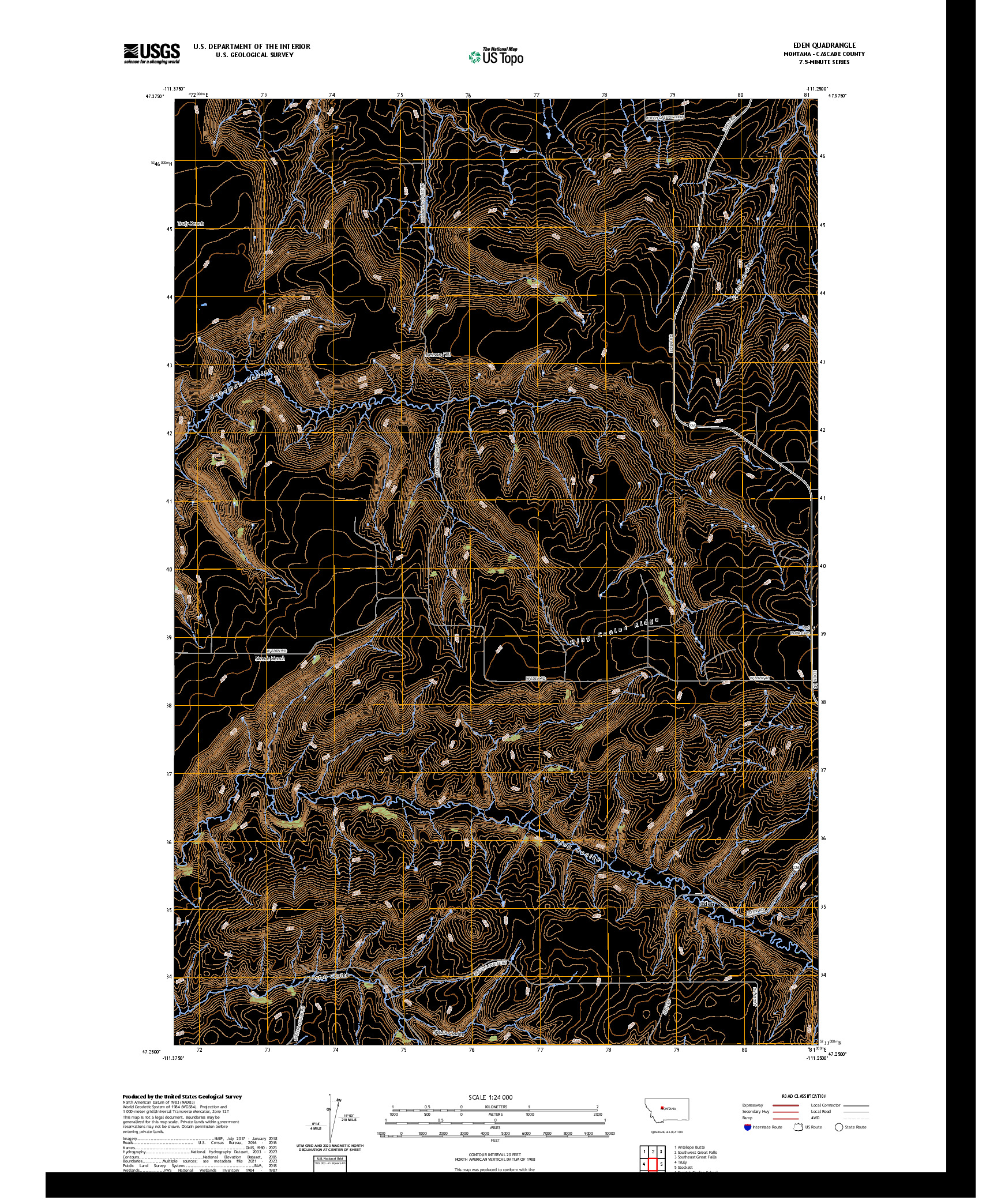 US TOPO 7.5-MINUTE MAP FOR EDEN, MT
