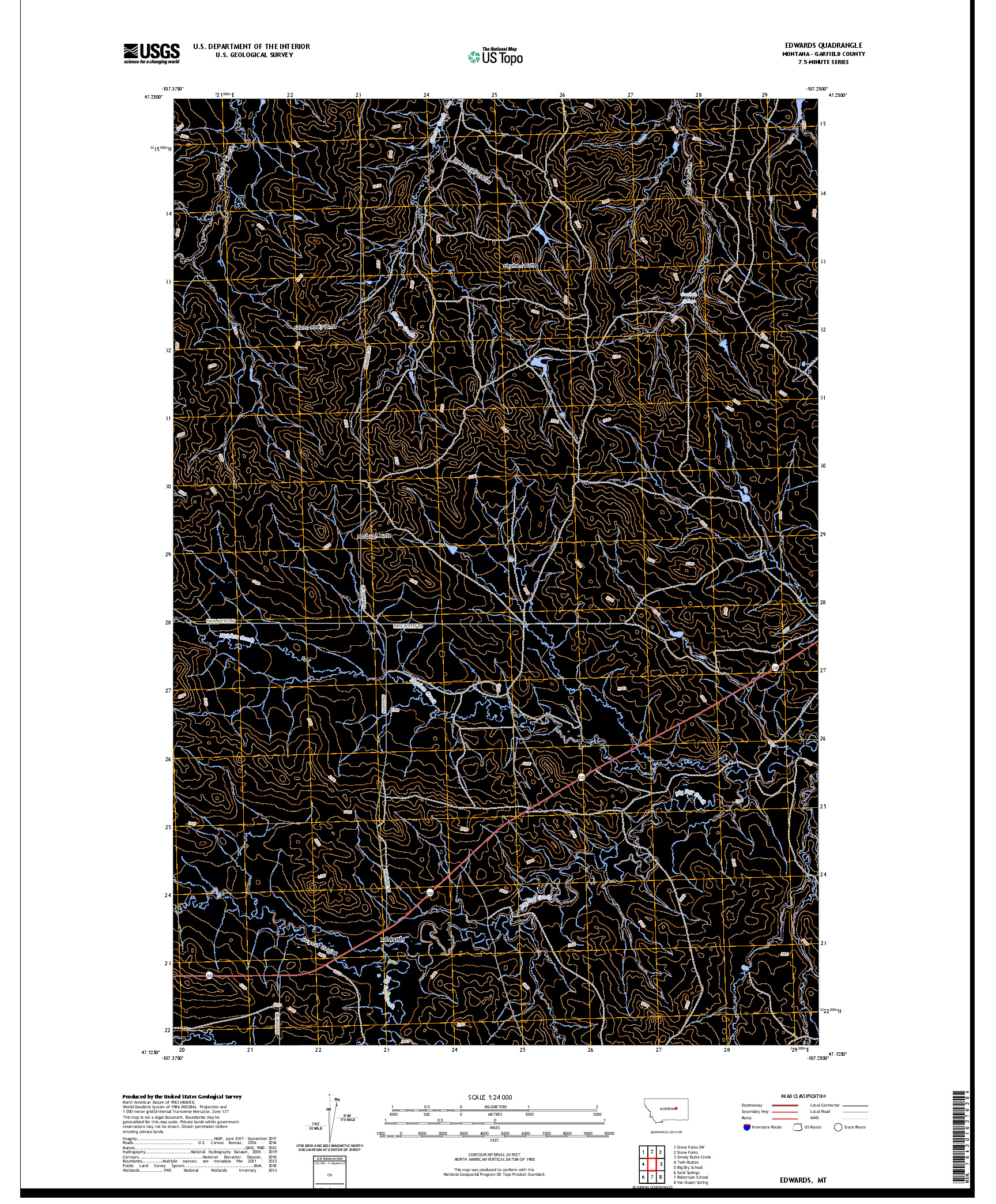 US TOPO 7.5-MINUTE MAP FOR EDWARDS, MT
