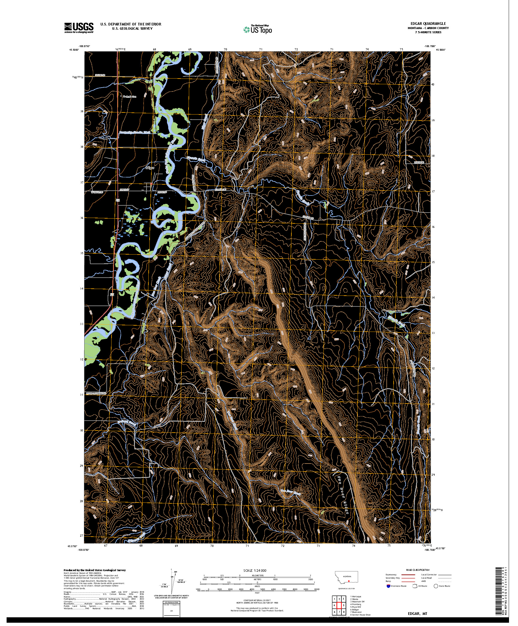 US TOPO 7.5-MINUTE MAP FOR EDGAR, MT