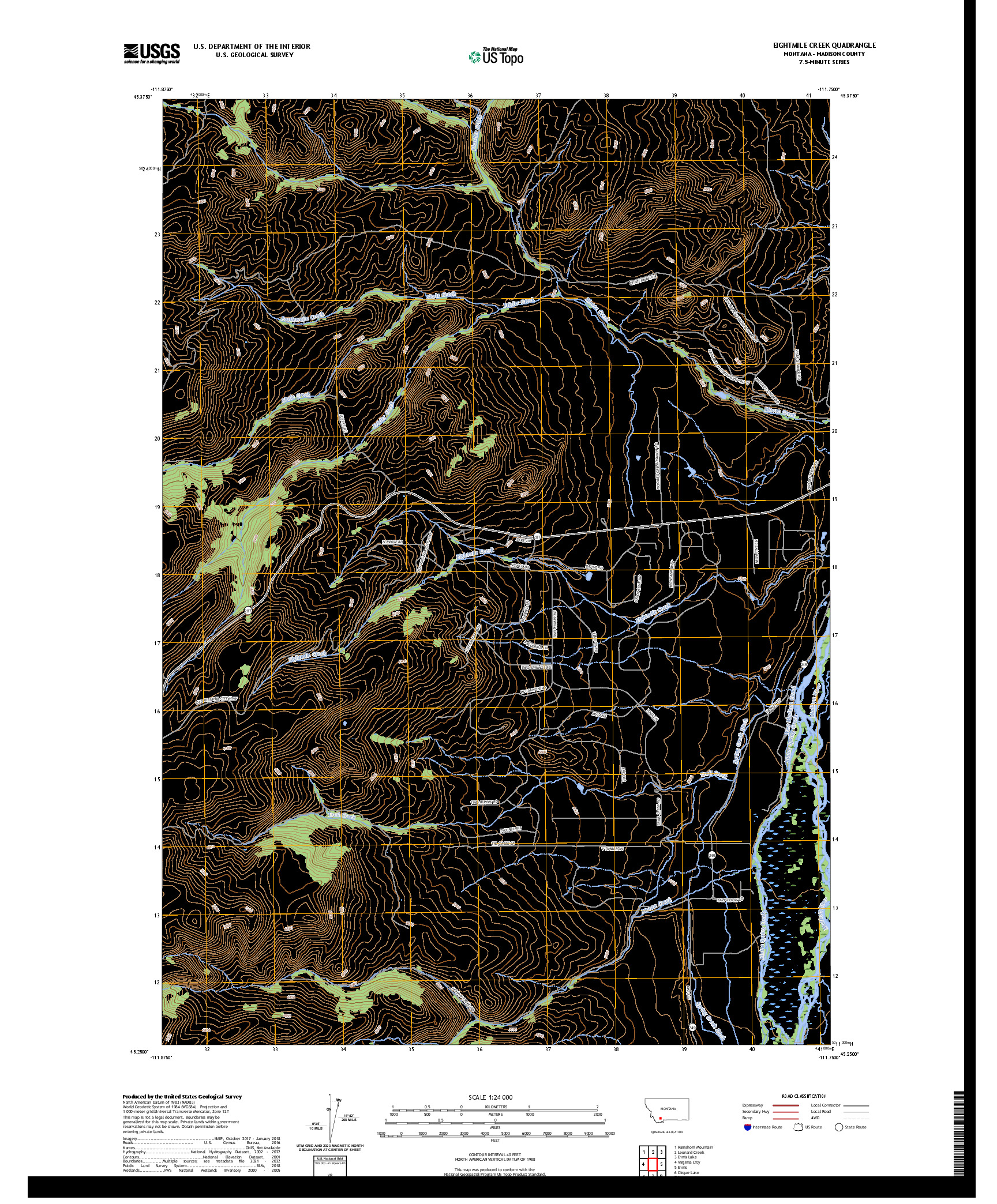 US TOPO 7.5-MINUTE MAP FOR EIGHTMILE CREEK, MT