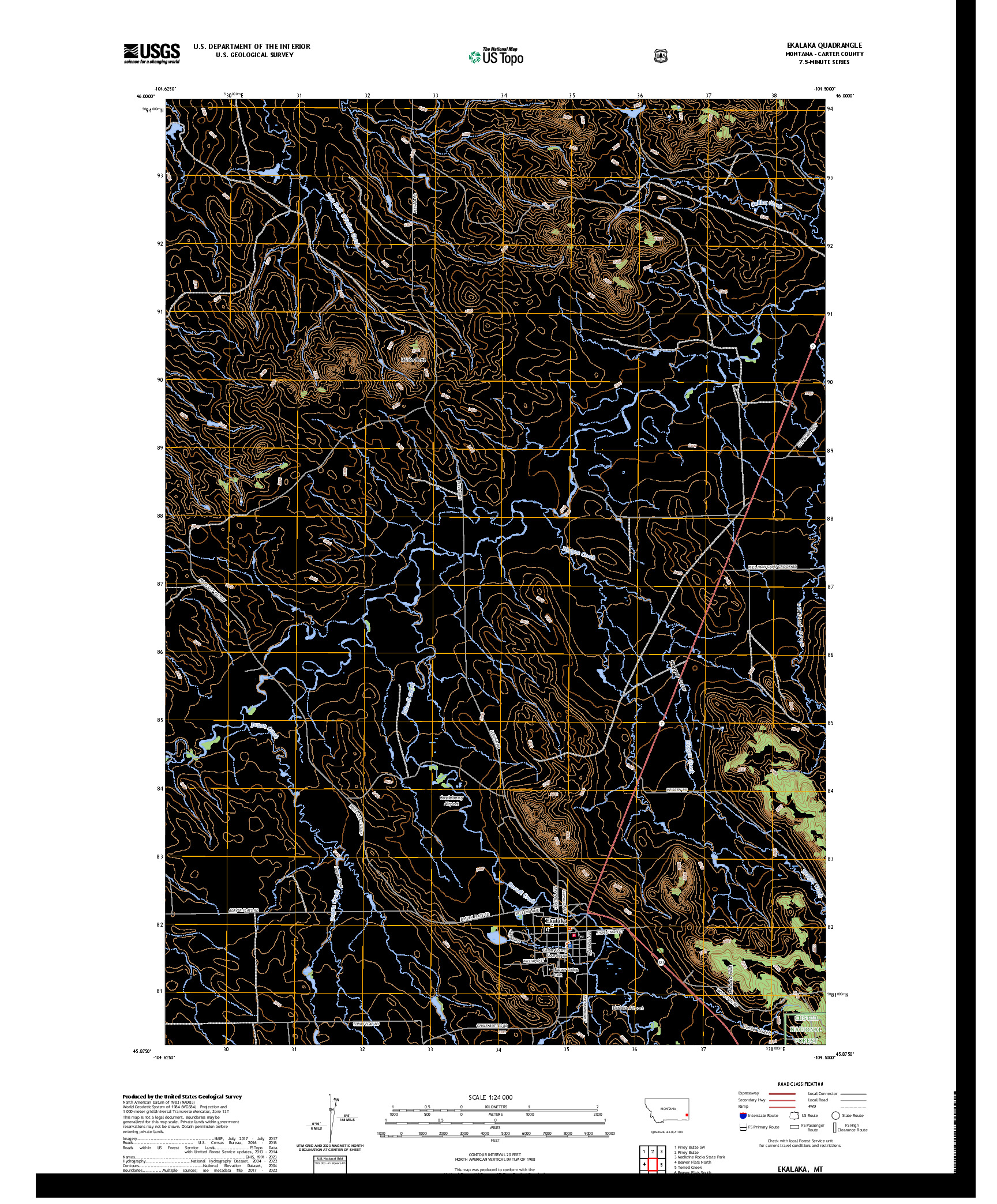 US TOPO 7.5-MINUTE MAP FOR EKALAKA, MT