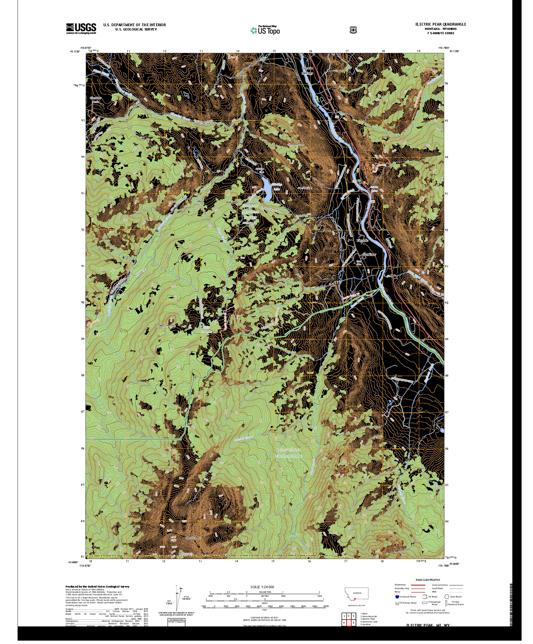 US TOPO 7.5-MINUTE MAP FOR ELECTRIC PEAK, MT,WY