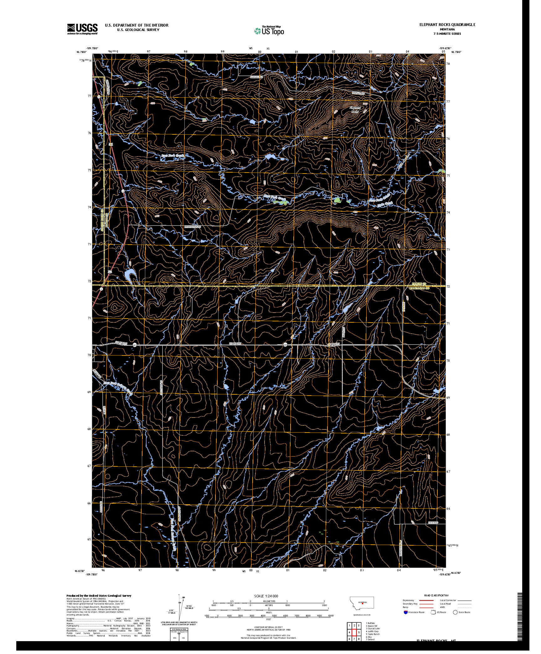 US TOPO 7.5-MINUTE MAP FOR ELEPHANT ROCKS, MT
