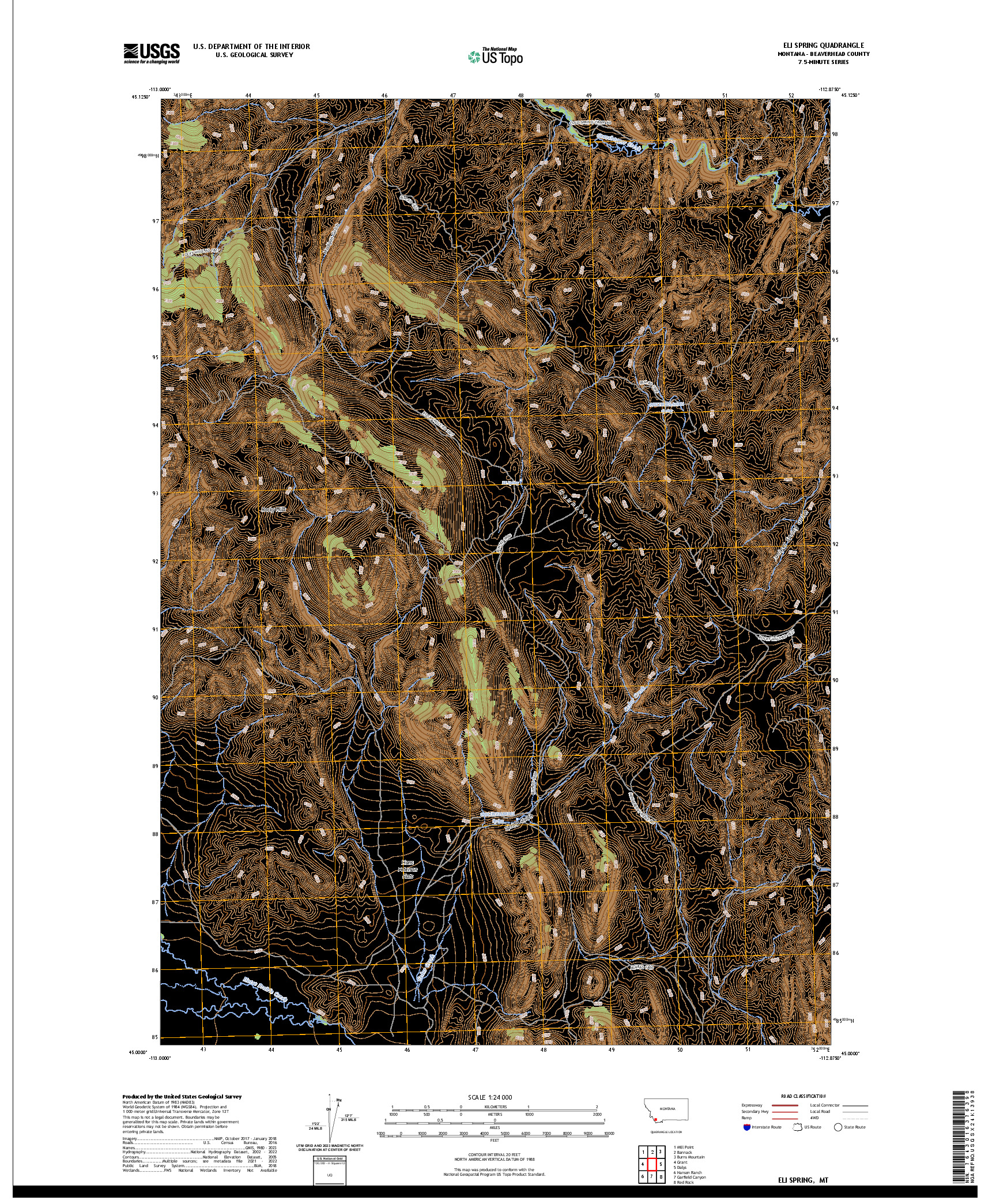 US TOPO 7.5-MINUTE MAP FOR ELI SPRING, MT