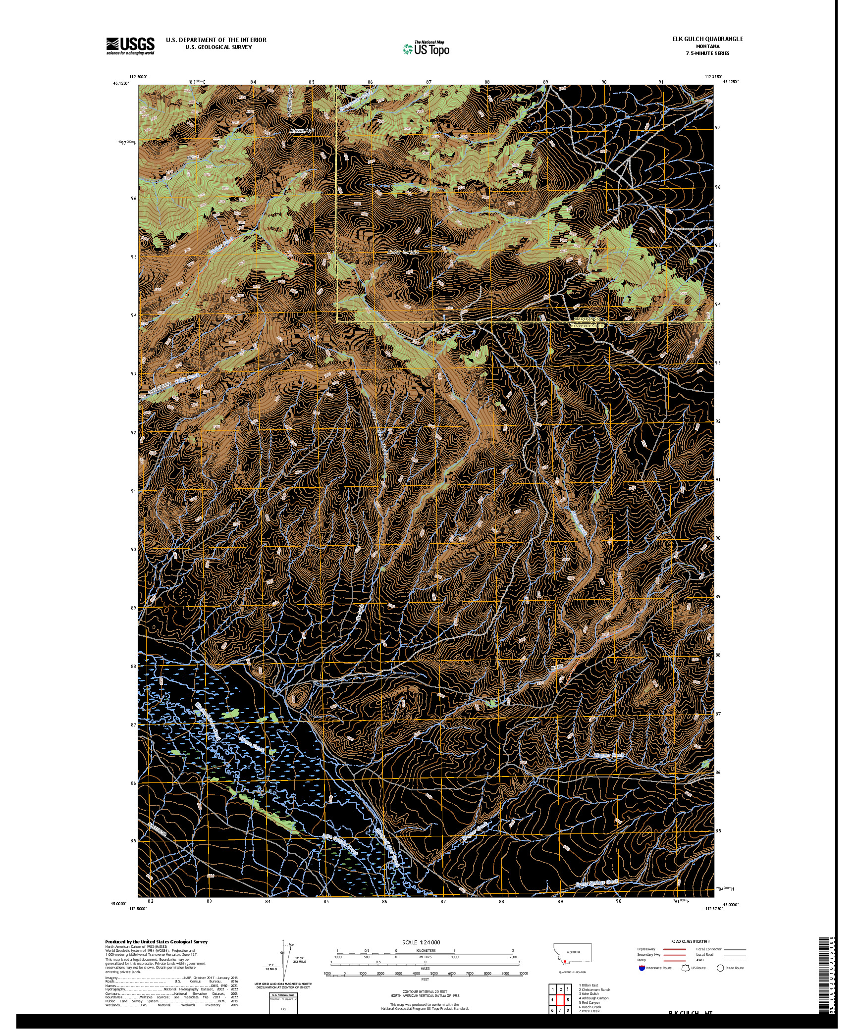 US TOPO 7.5-MINUTE MAP FOR ELK GULCH, MT