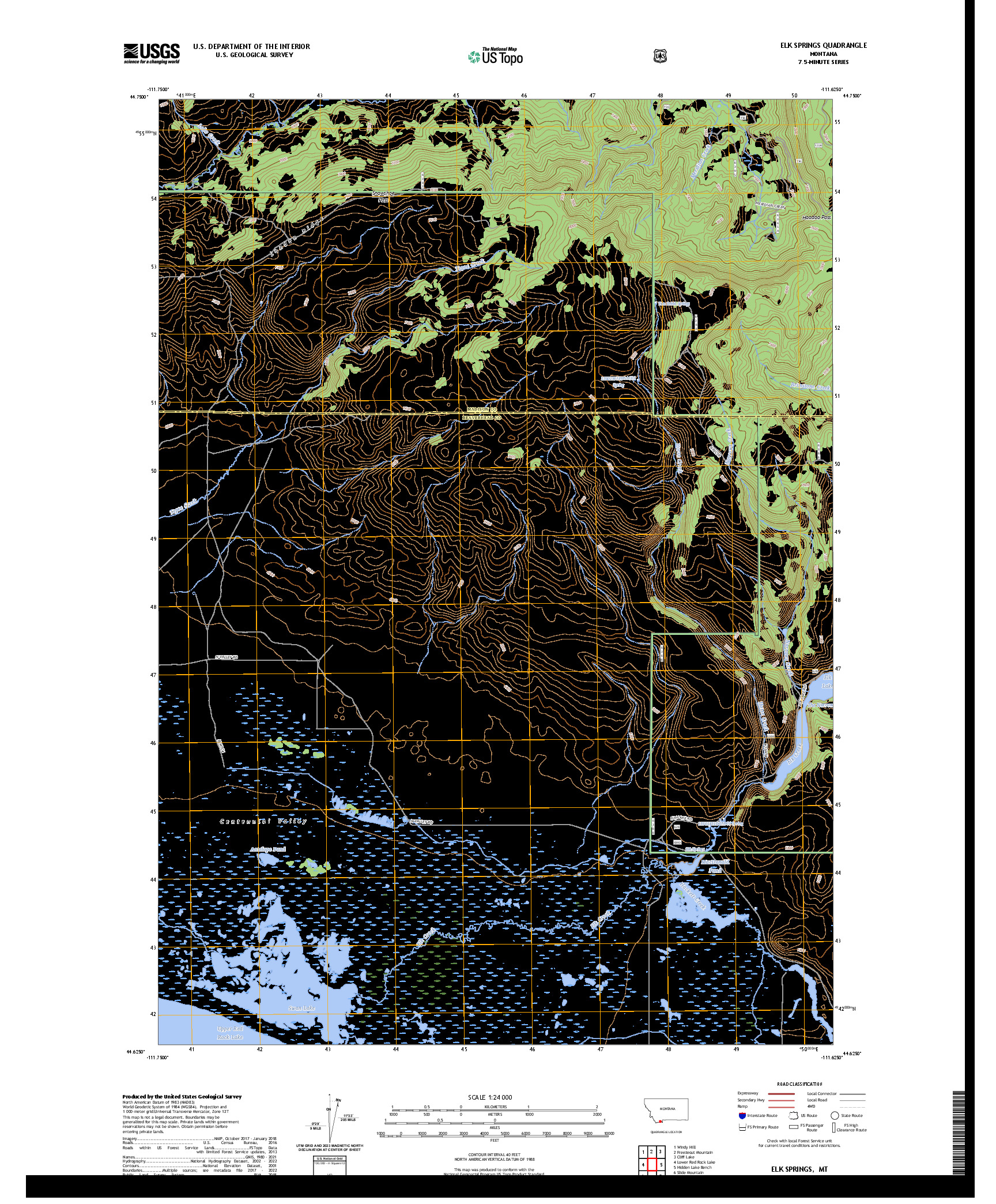 US TOPO 7.5-MINUTE MAP FOR ELK SPRINGS, MT