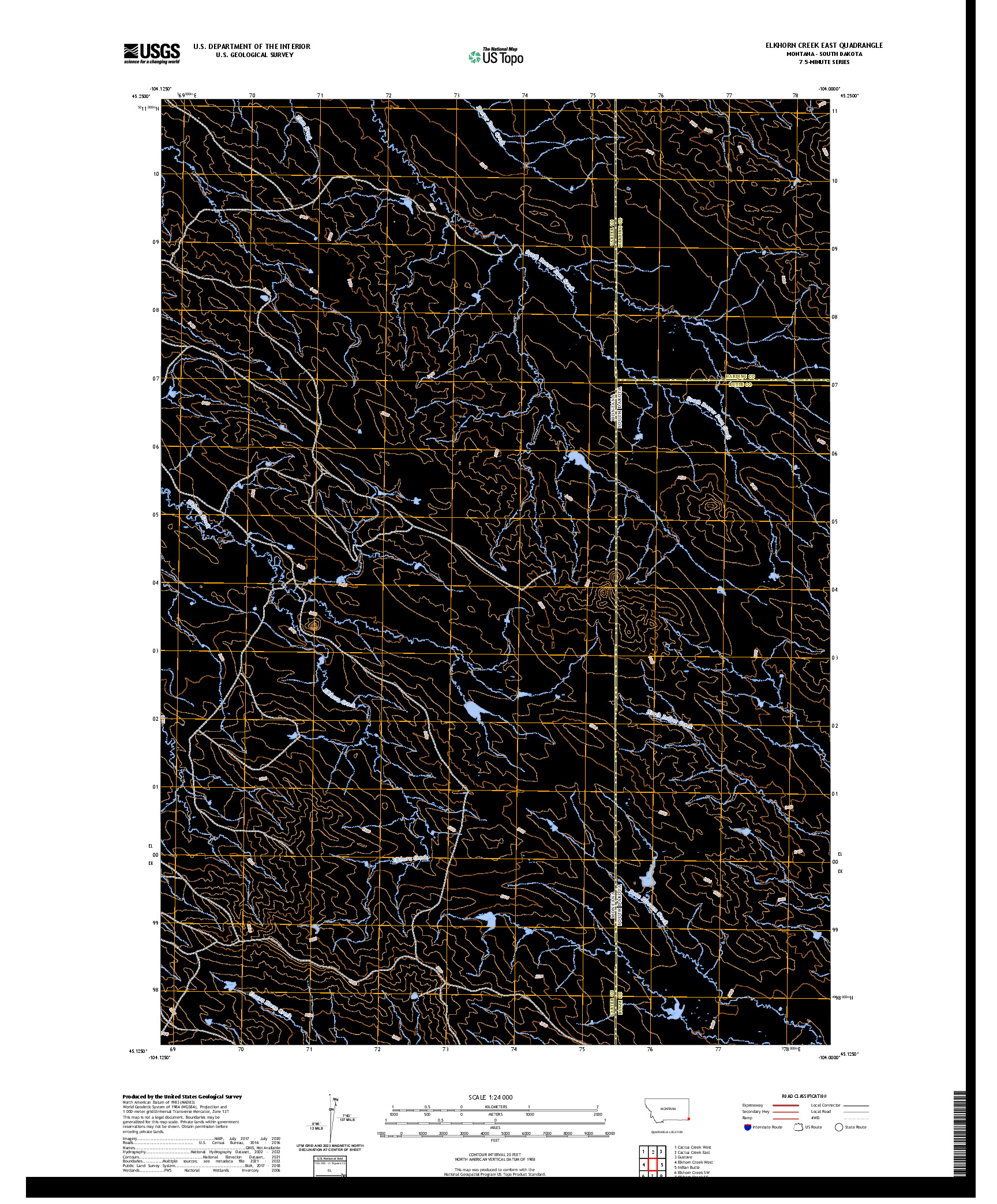 US TOPO 7.5-MINUTE MAP FOR ELKHORN CREEK EAST, MT,SD
