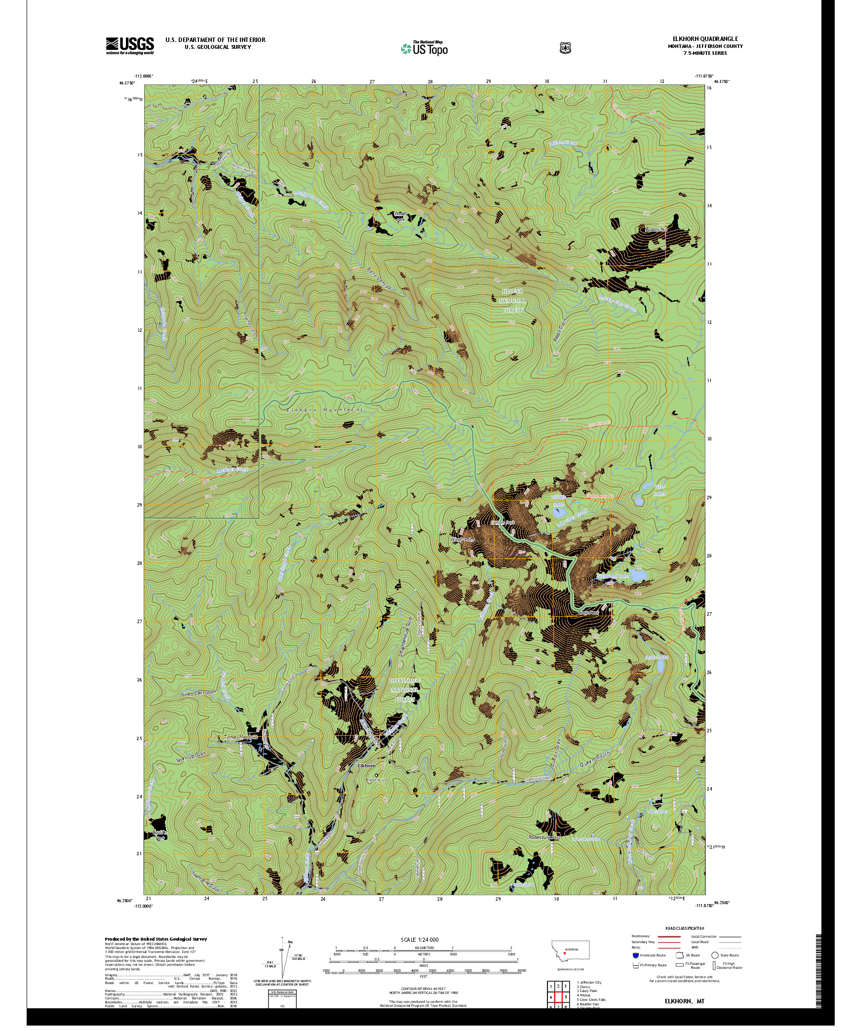 US TOPO 7.5-MINUTE MAP FOR ELKHORN, MT