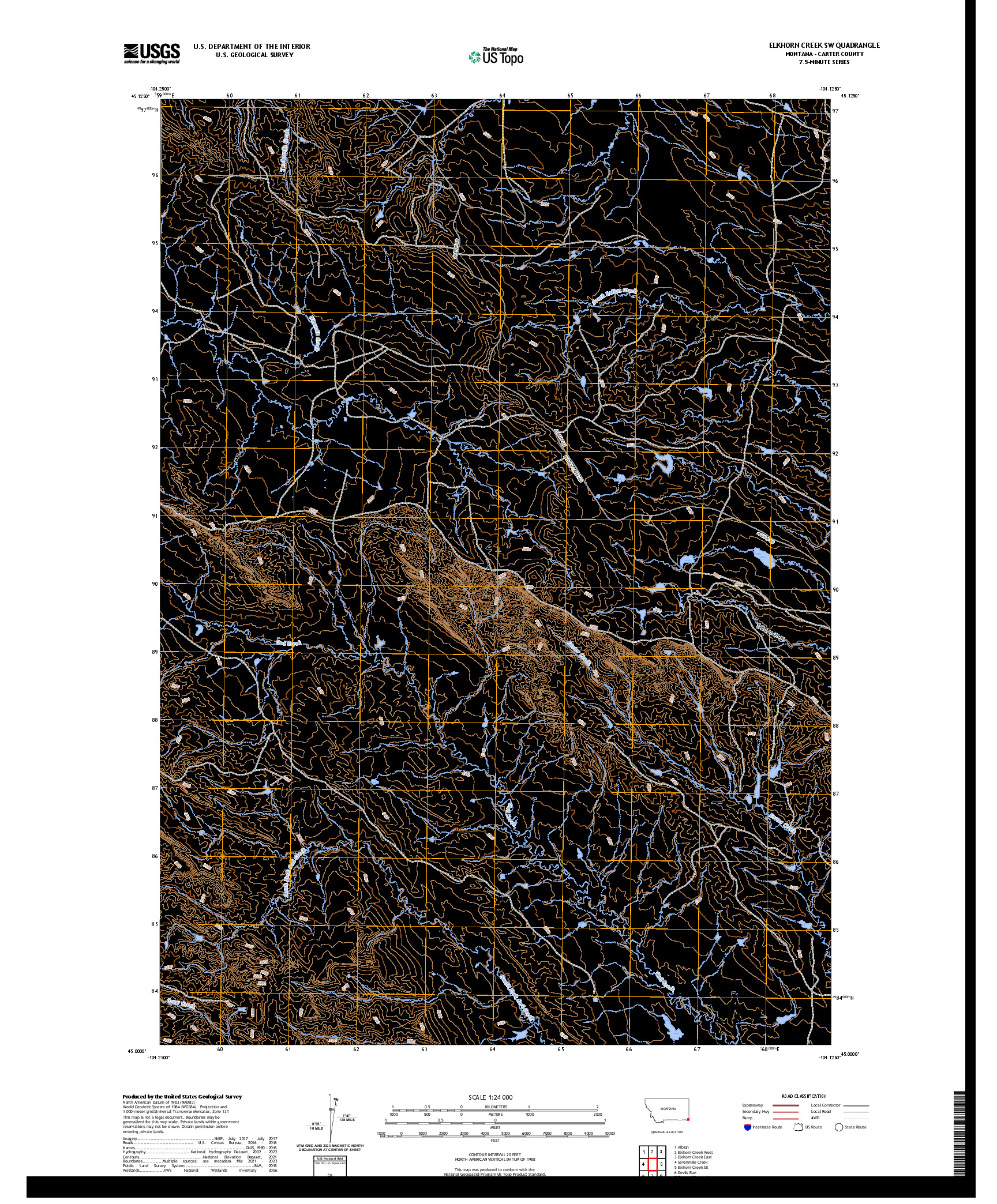 US TOPO 7.5-MINUTE MAP FOR ELKHORN CREEK SW, MT