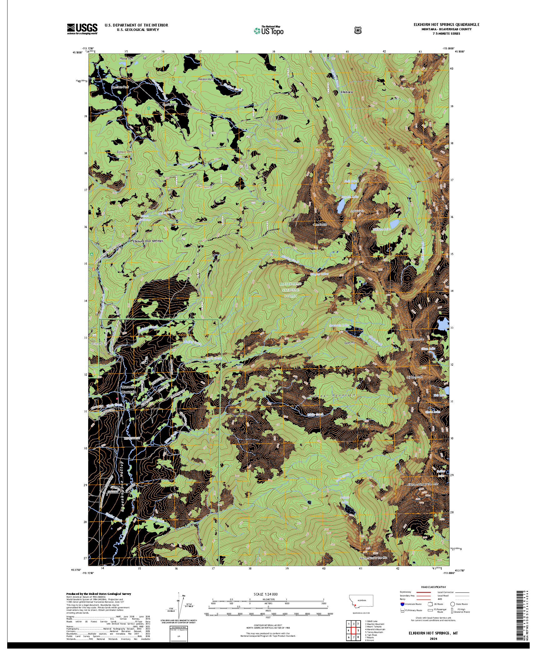 US TOPO 7.5-MINUTE MAP FOR ELKHORN HOT SPRINGS, MT