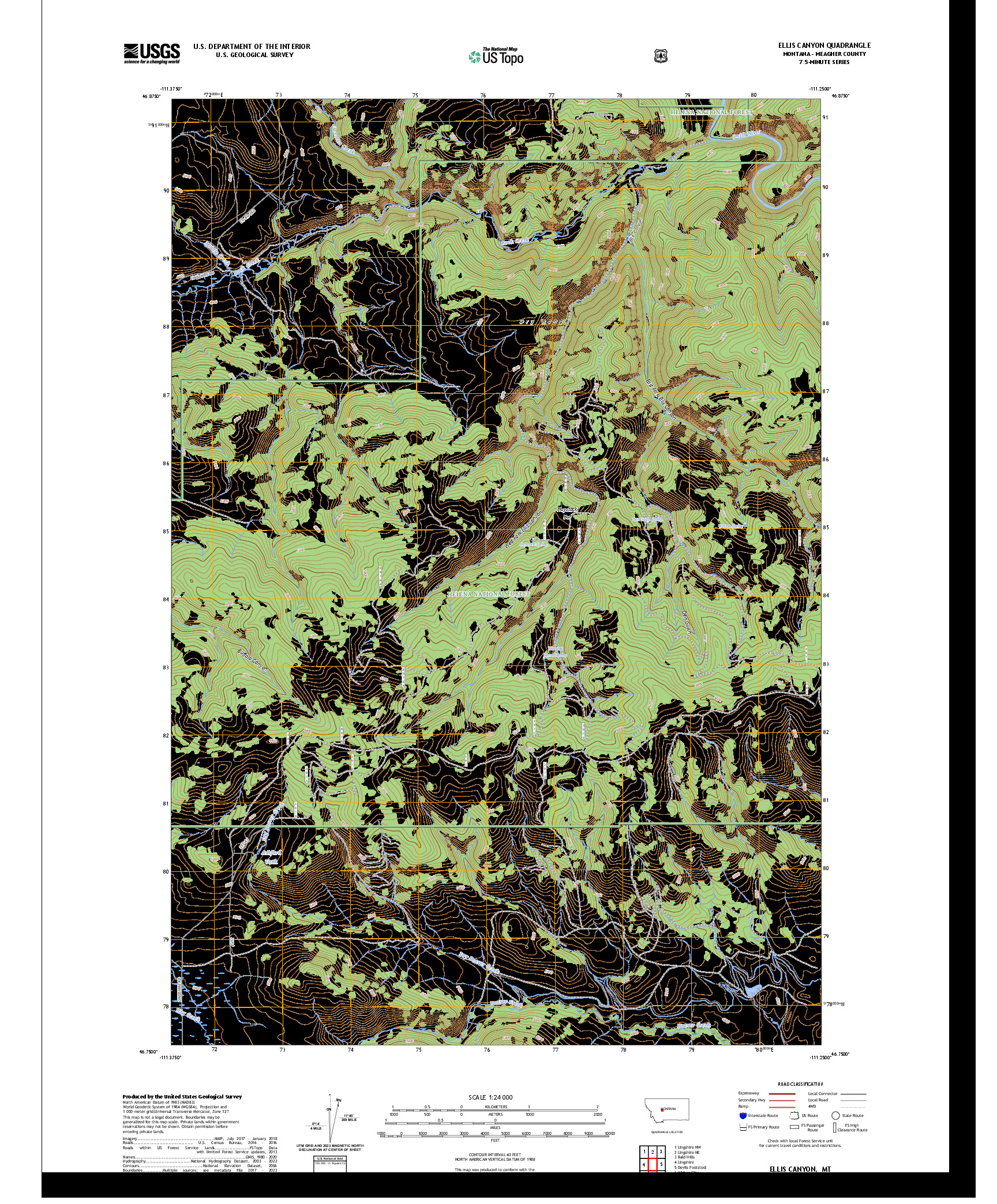 US TOPO 7.5-MINUTE MAP FOR ELLIS CANYON, MT