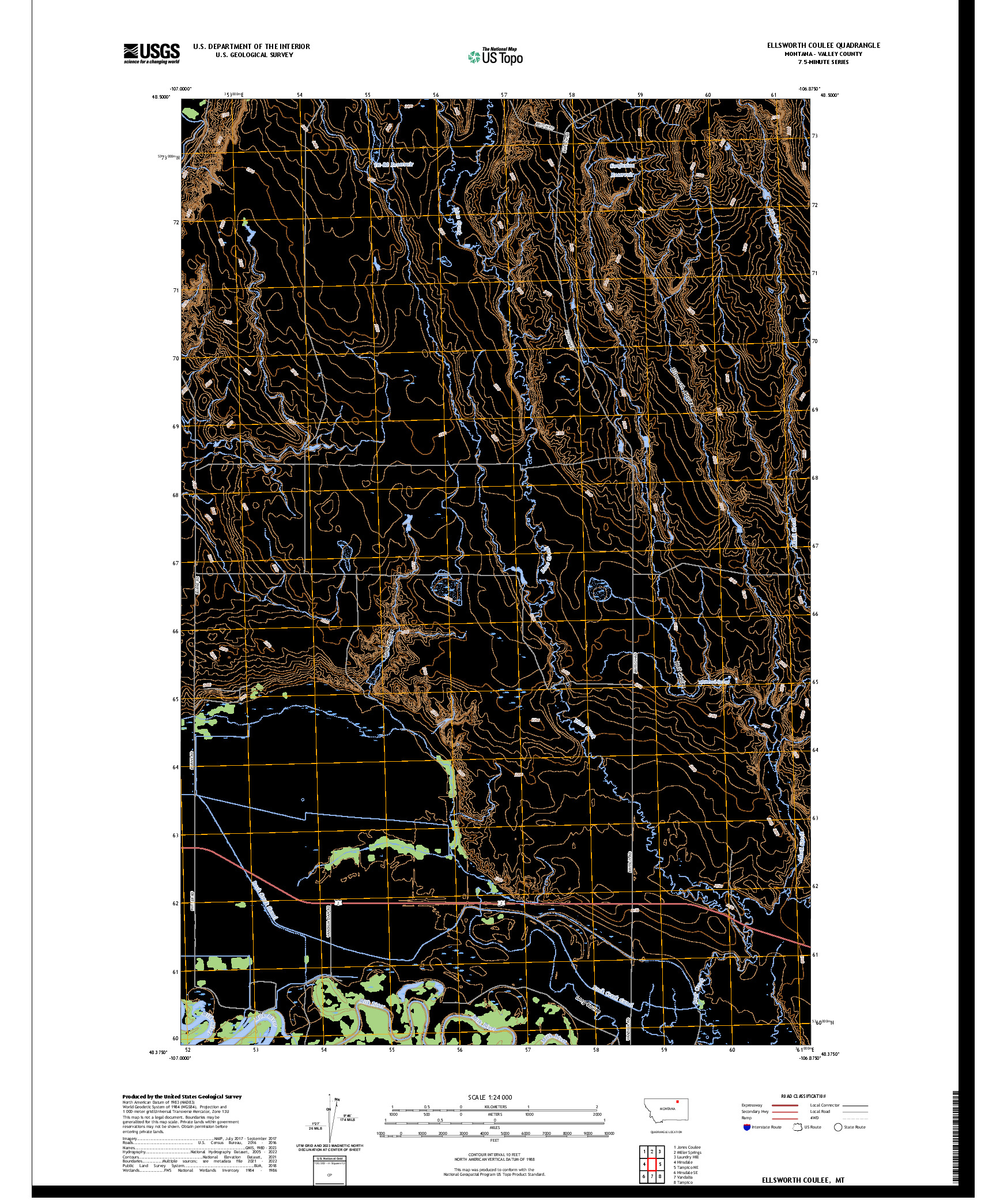 US TOPO 7.5-MINUTE MAP FOR ELLSWORTH COULEE, MT
