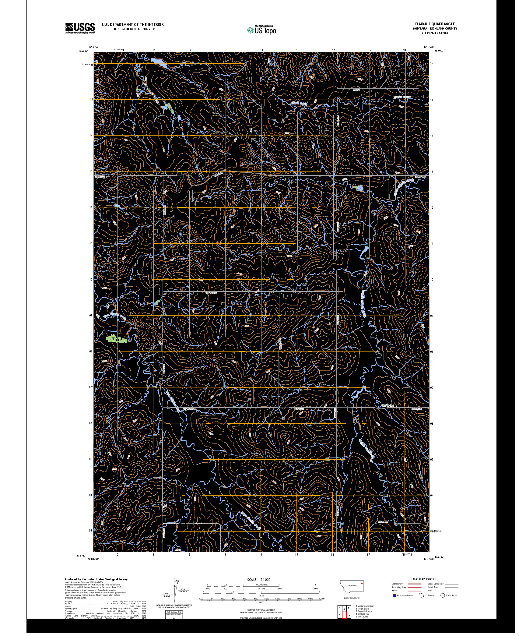US TOPO 7.5-MINUTE MAP FOR ELMDALE, MT