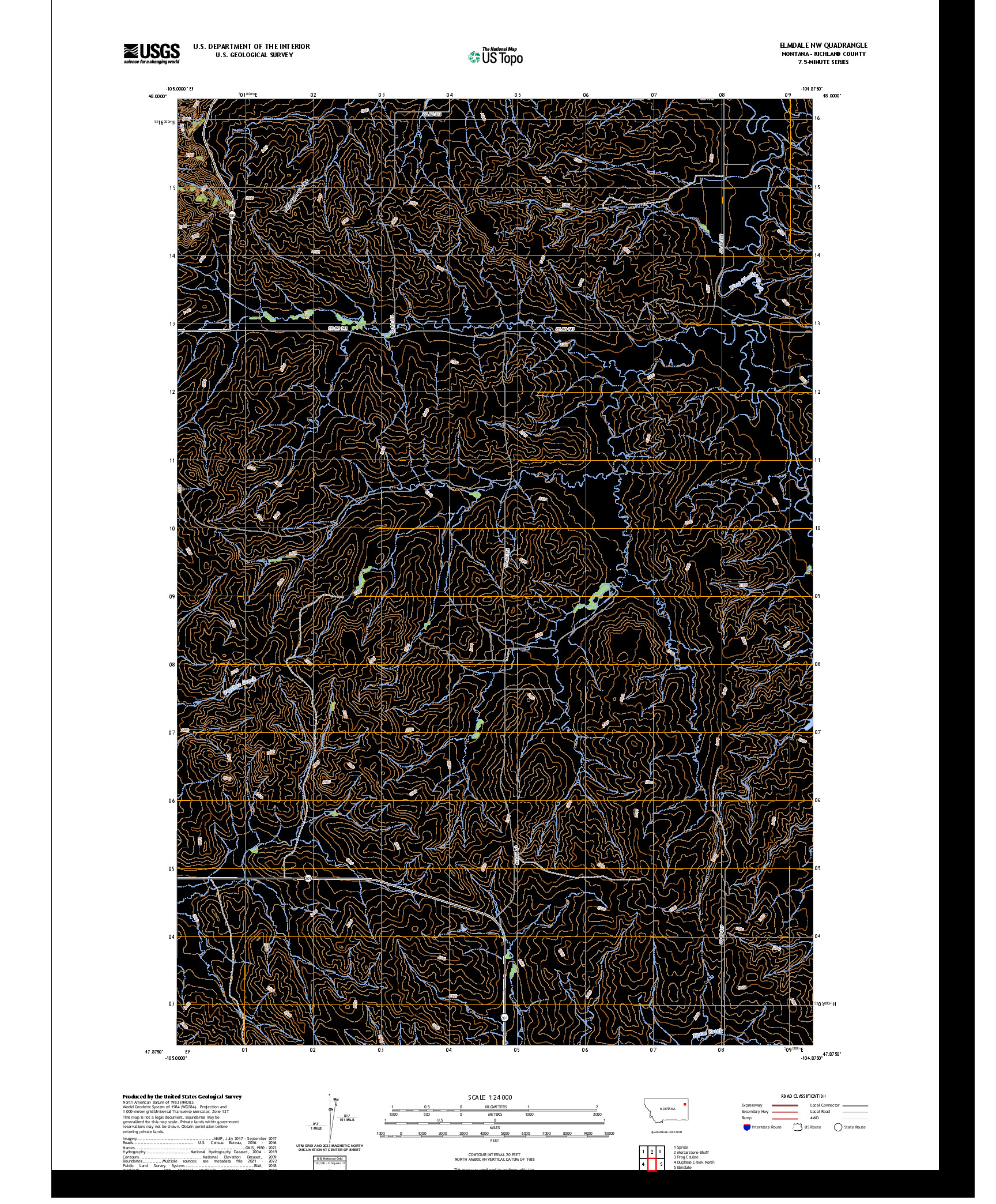 US TOPO 7.5-MINUTE MAP FOR ELMDALE NW, MT