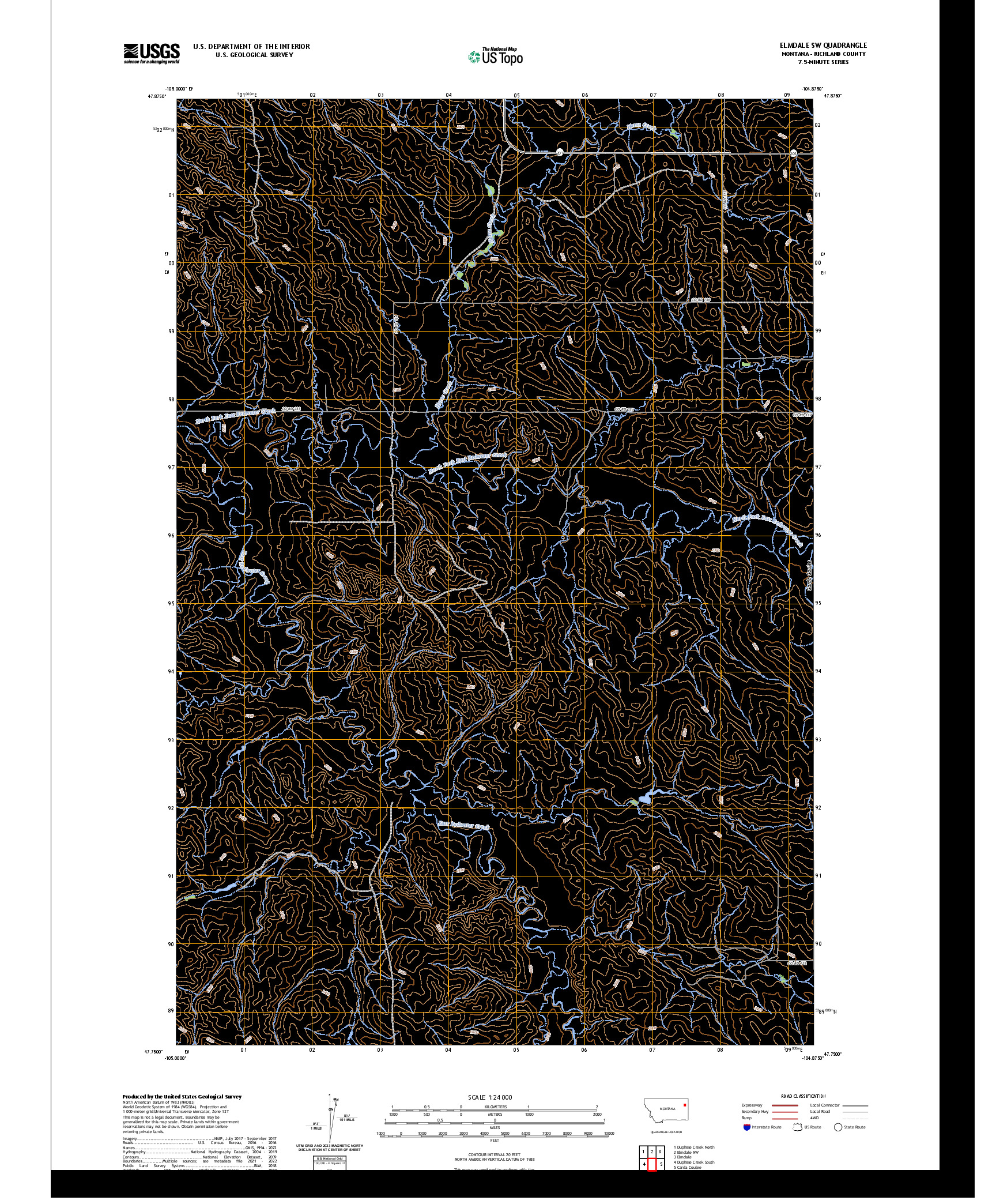 US TOPO 7.5-MINUTE MAP FOR ELMDALE SW, MT