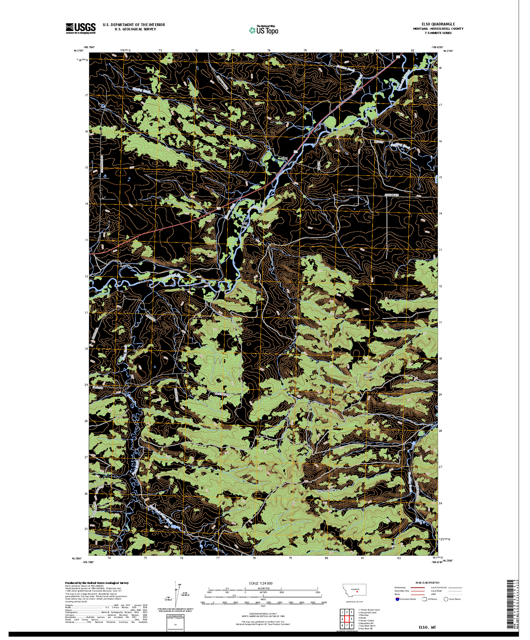 US TOPO 7.5-MINUTE MAP FOR ELSO, MT