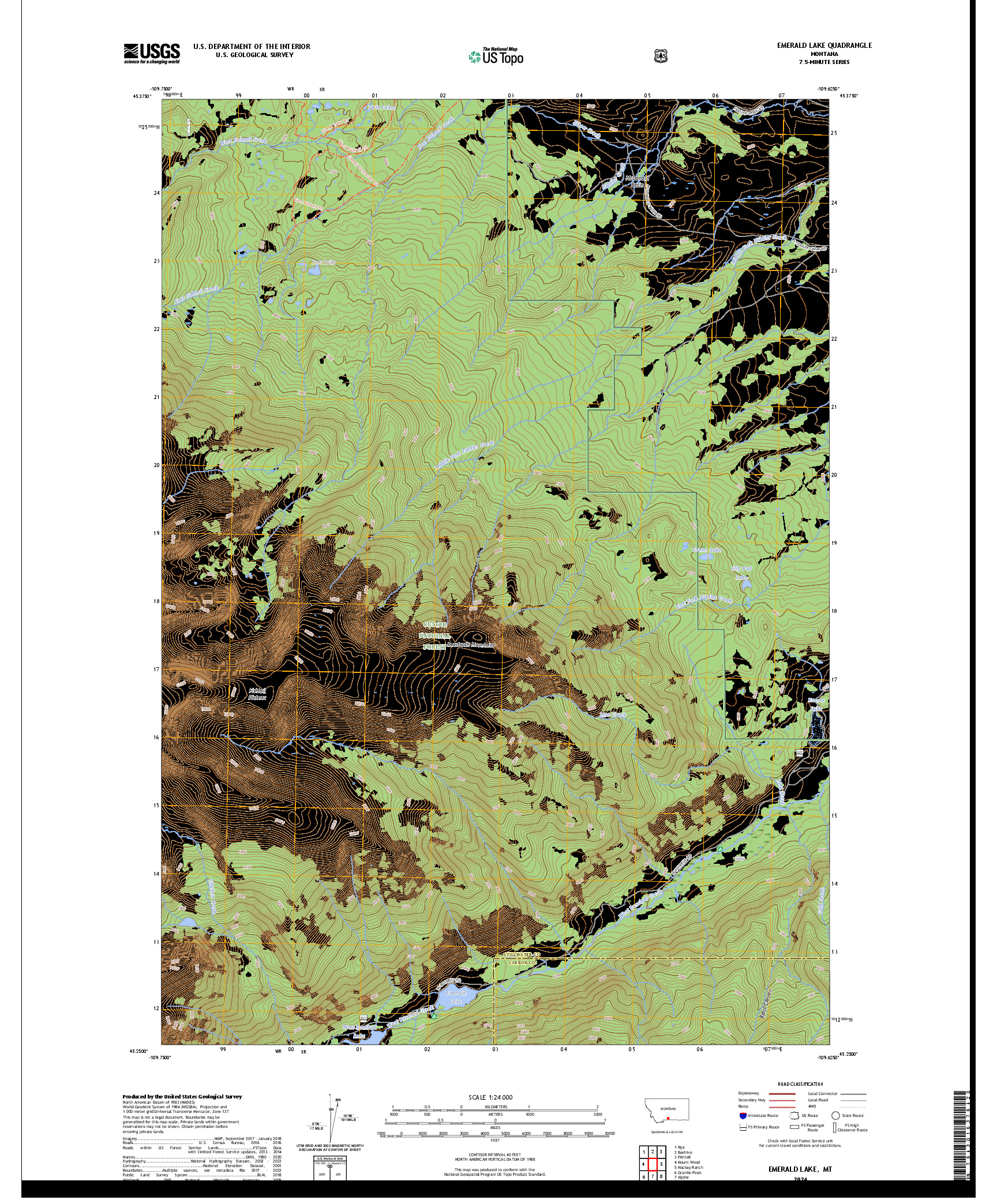 US TOPO 7.5-MINUTE MAP FOR EMERALD LAKE, MT