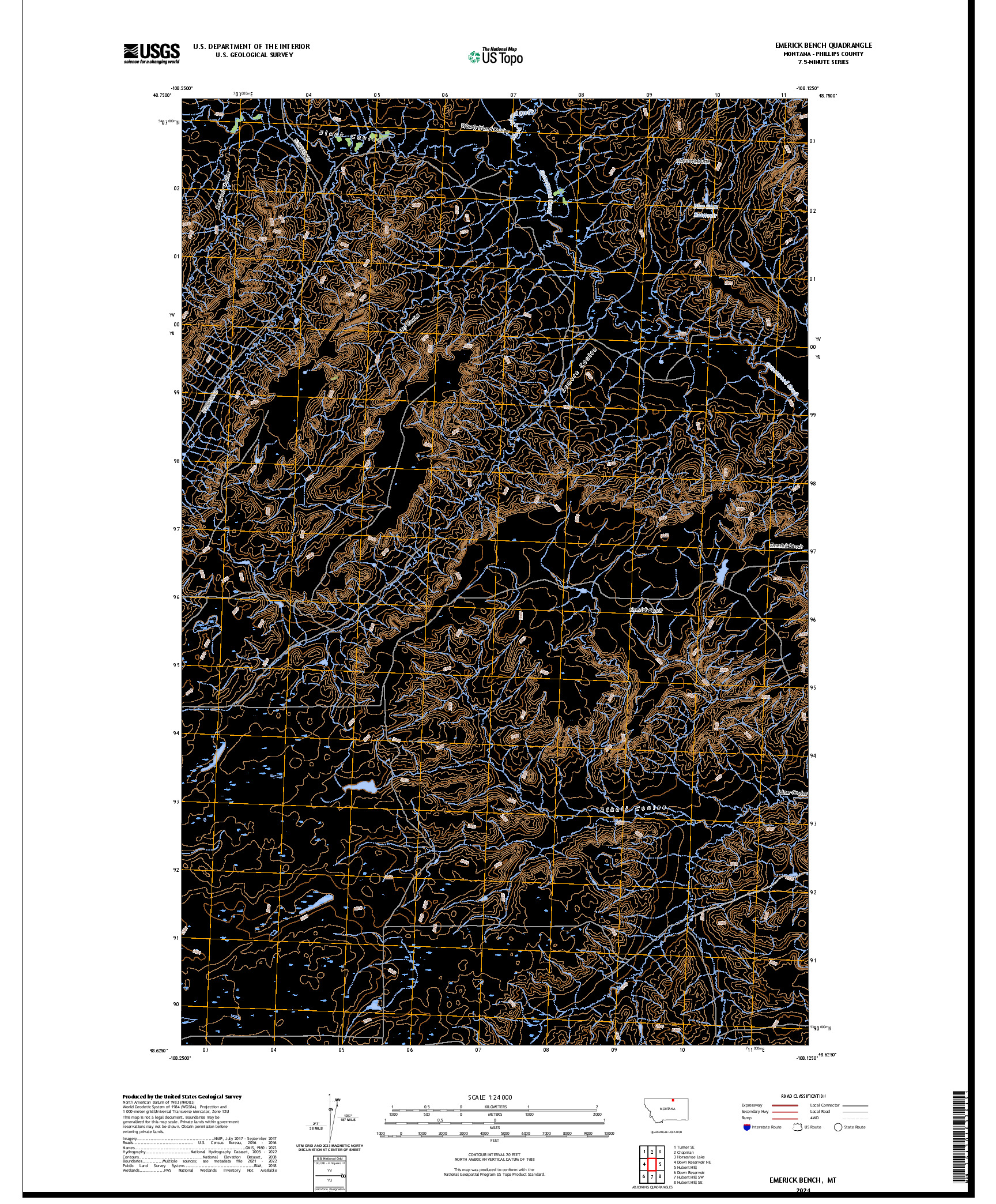 US TOPO 7.5-MINUTE MAP FOR EMERICK BENCH, MT