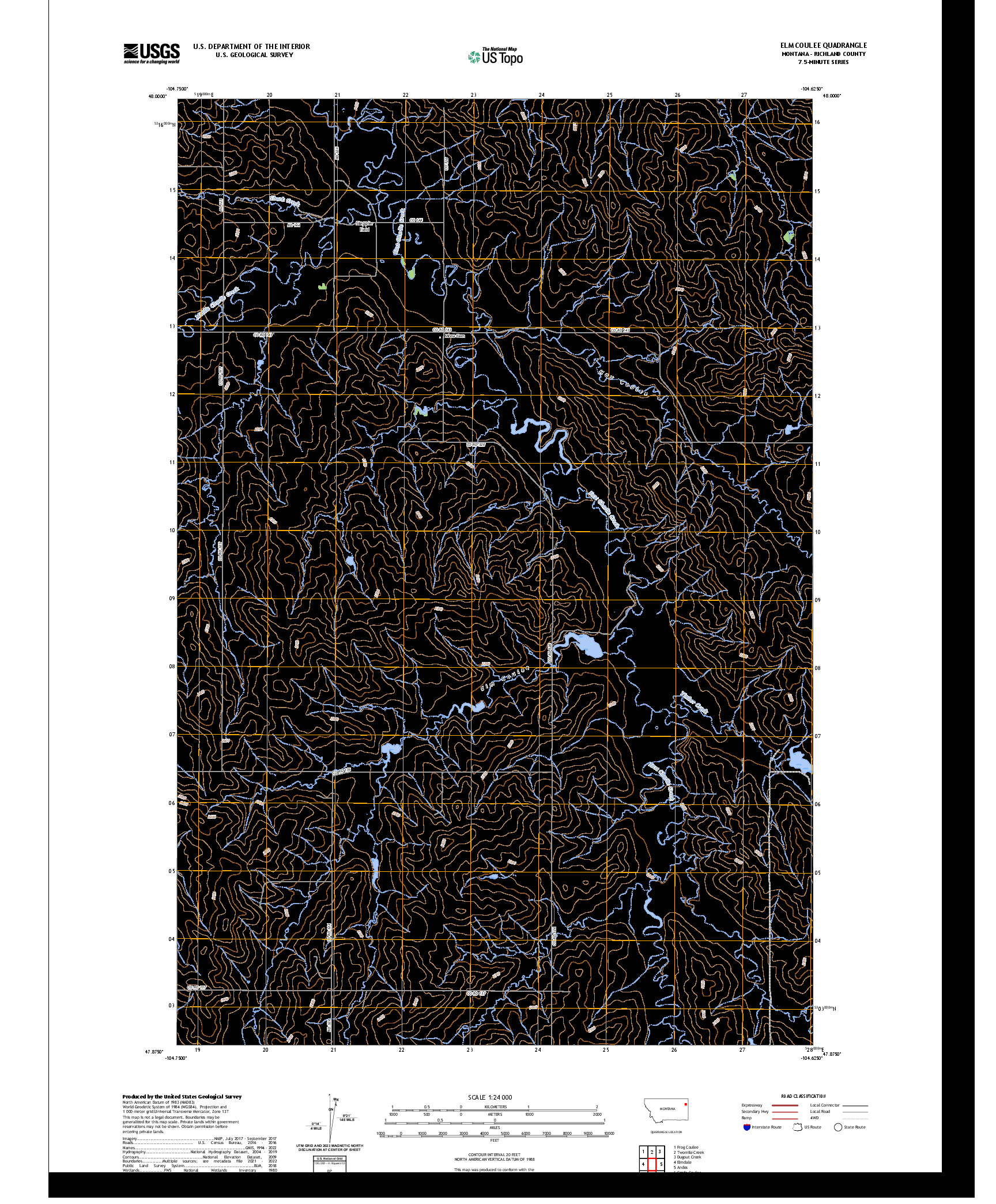 US TOPO 7.5-MINUTE MAP FOR ELM COULEE, MT