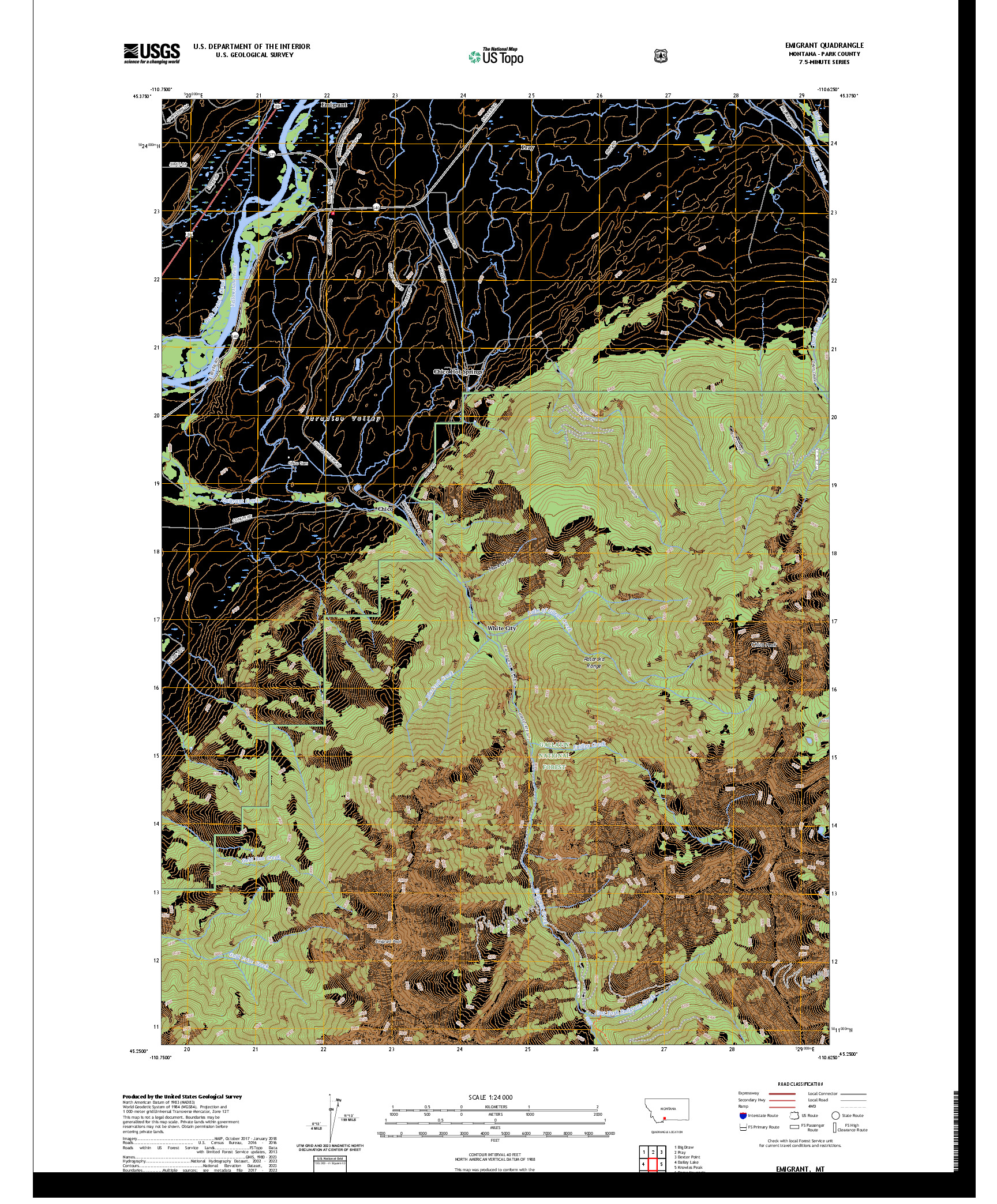 US TOPO 7.5-MINUTE MAP FOR EMIGRANT, MT