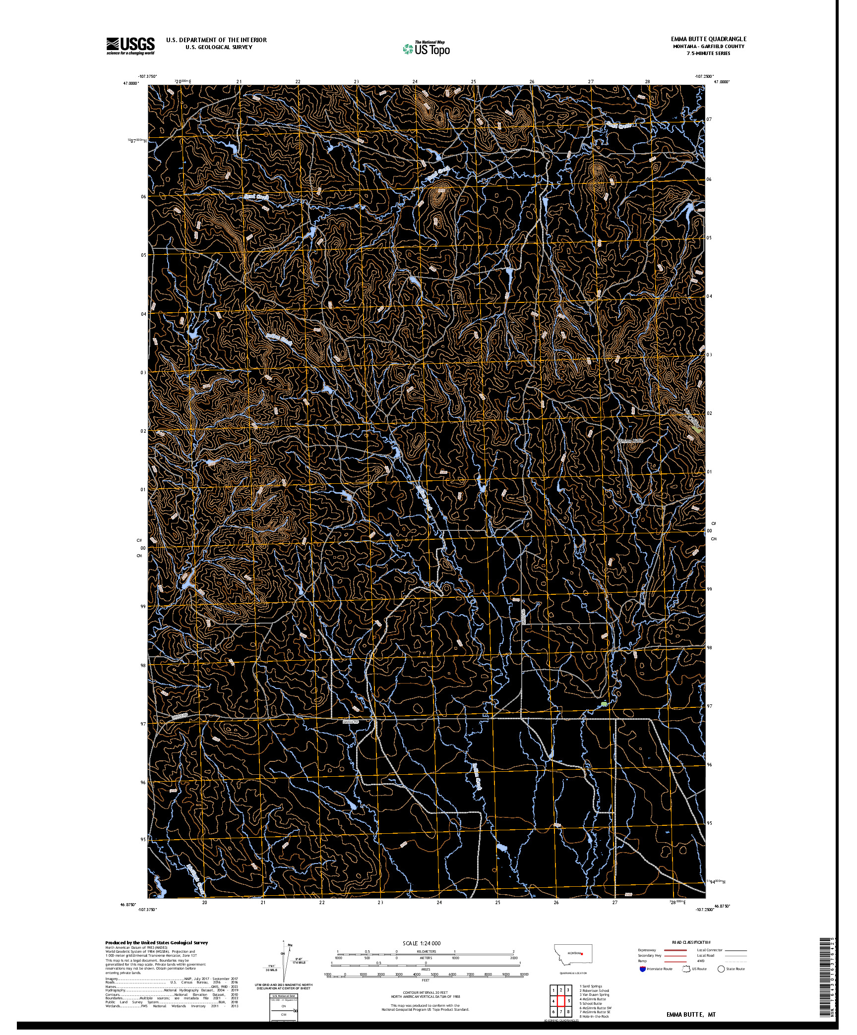 US TOPO 7.5-MINUTE MAP FOR EMMA BUTTE, MT