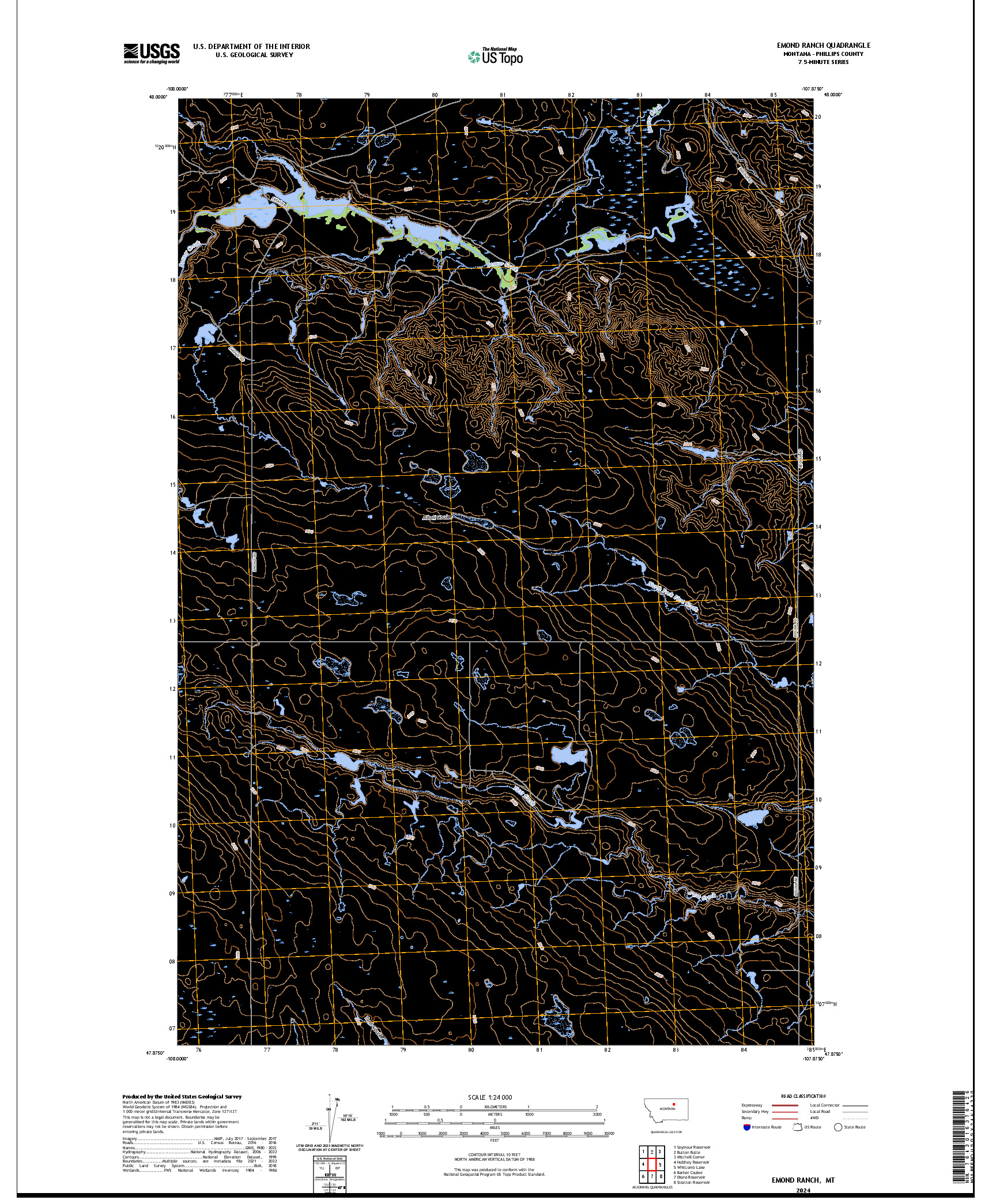 US TOPO 7.5-MINUTE MAP FOR EMOND RANCH, MT